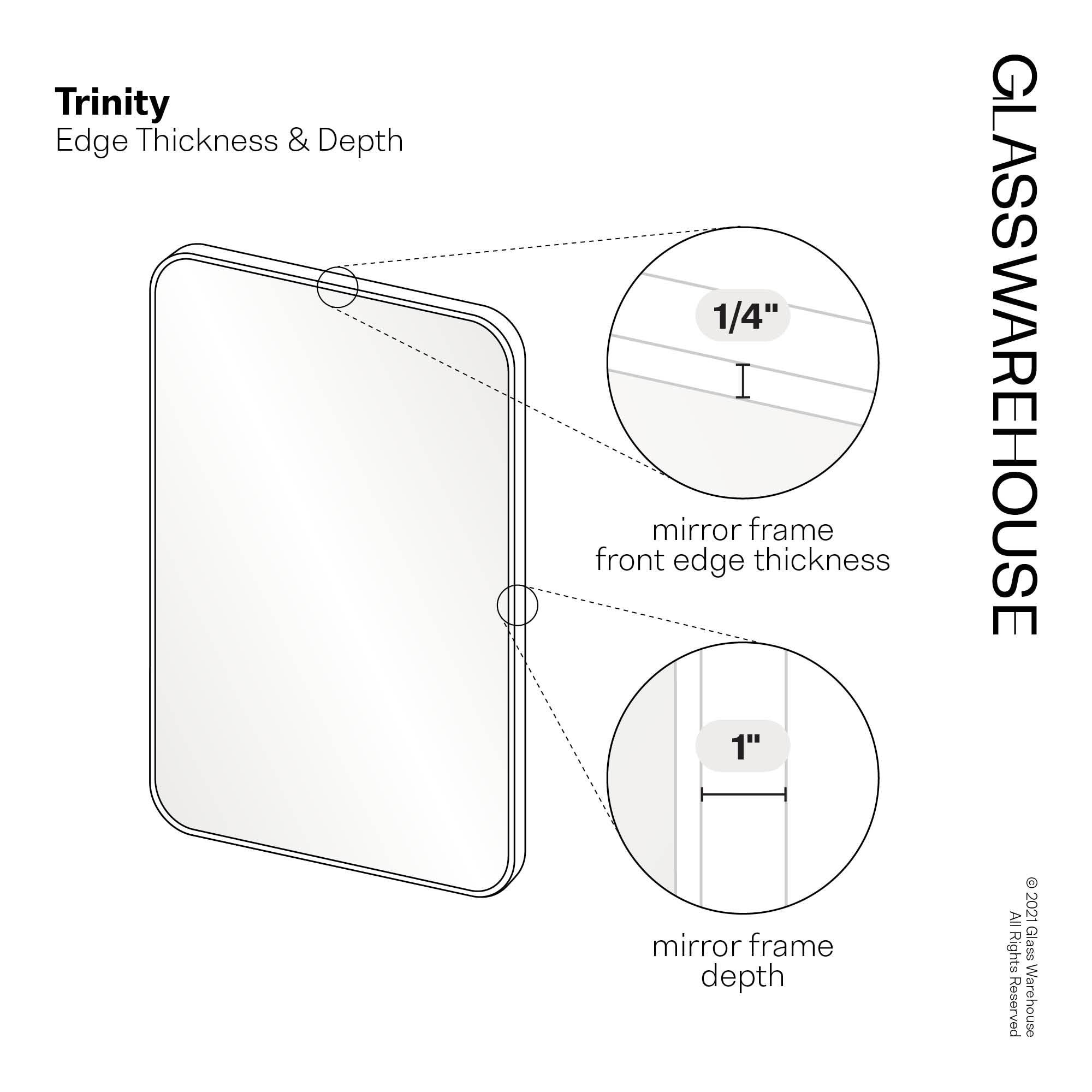 Trinity 24 in. x 67 in. Square Radius Mirror