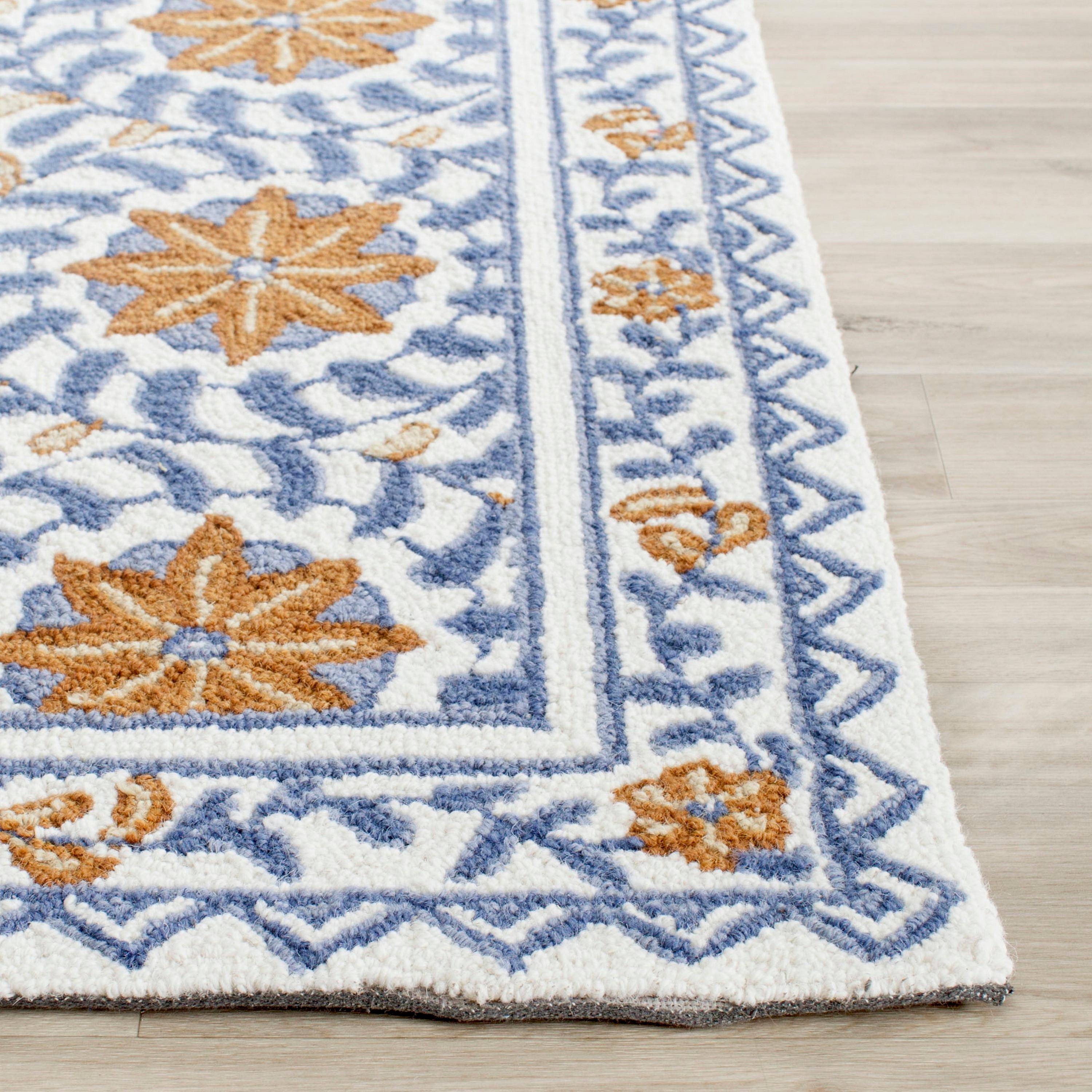 Chelsea HK150A Hand Hooked Accent Rug - Ivory/Blue - 2'6"x4' - Safavieh.