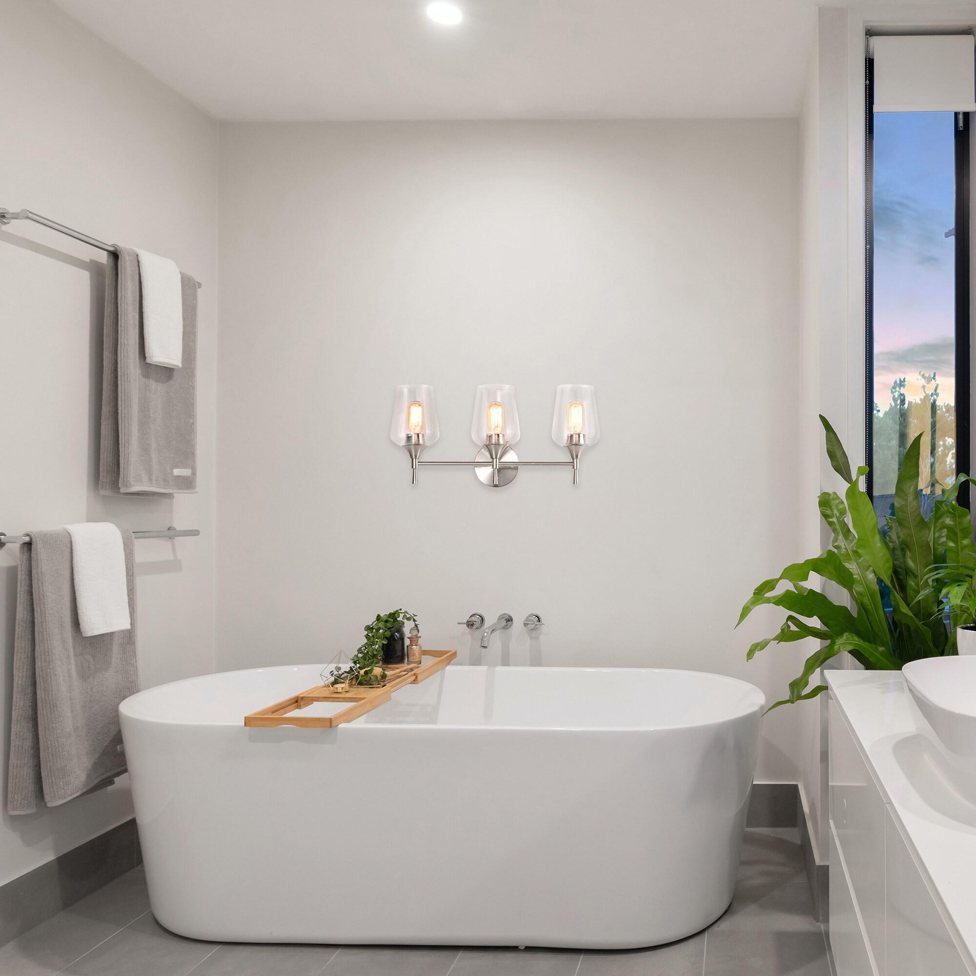 Edvivi 3-Light Vanity Lights, Modern Brushed Nickel with Clear Glass Shade Bathroom Light Fixtures, Wall Light for Mirrors, Bedroom, Living Room, Hallway