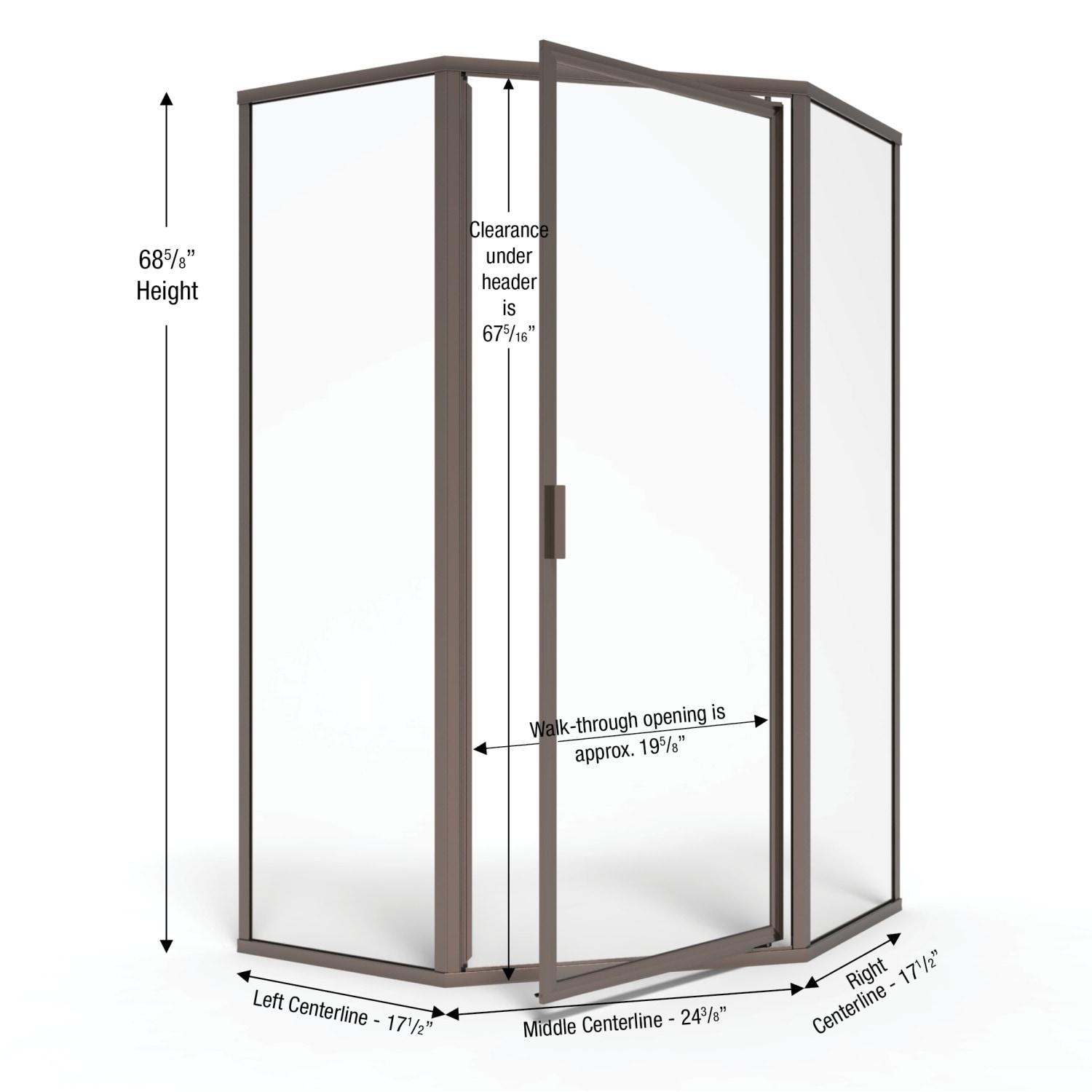 Deluxe 57.625'' W 68.625'' H Framed Neo-angle Reversible Shower Enclosure