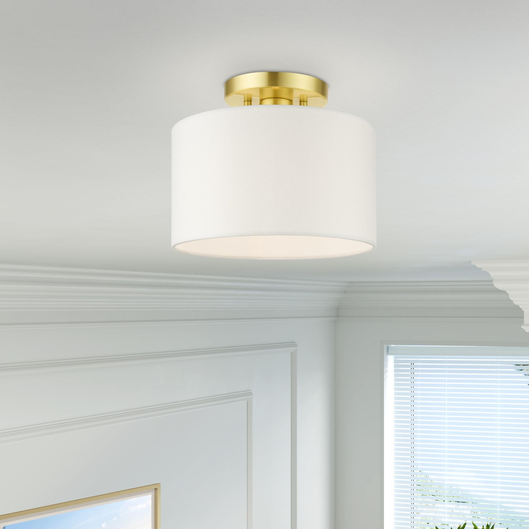 Livex Lighting Clark 1 - Light Semi-Flush Mount in  Satin Brass