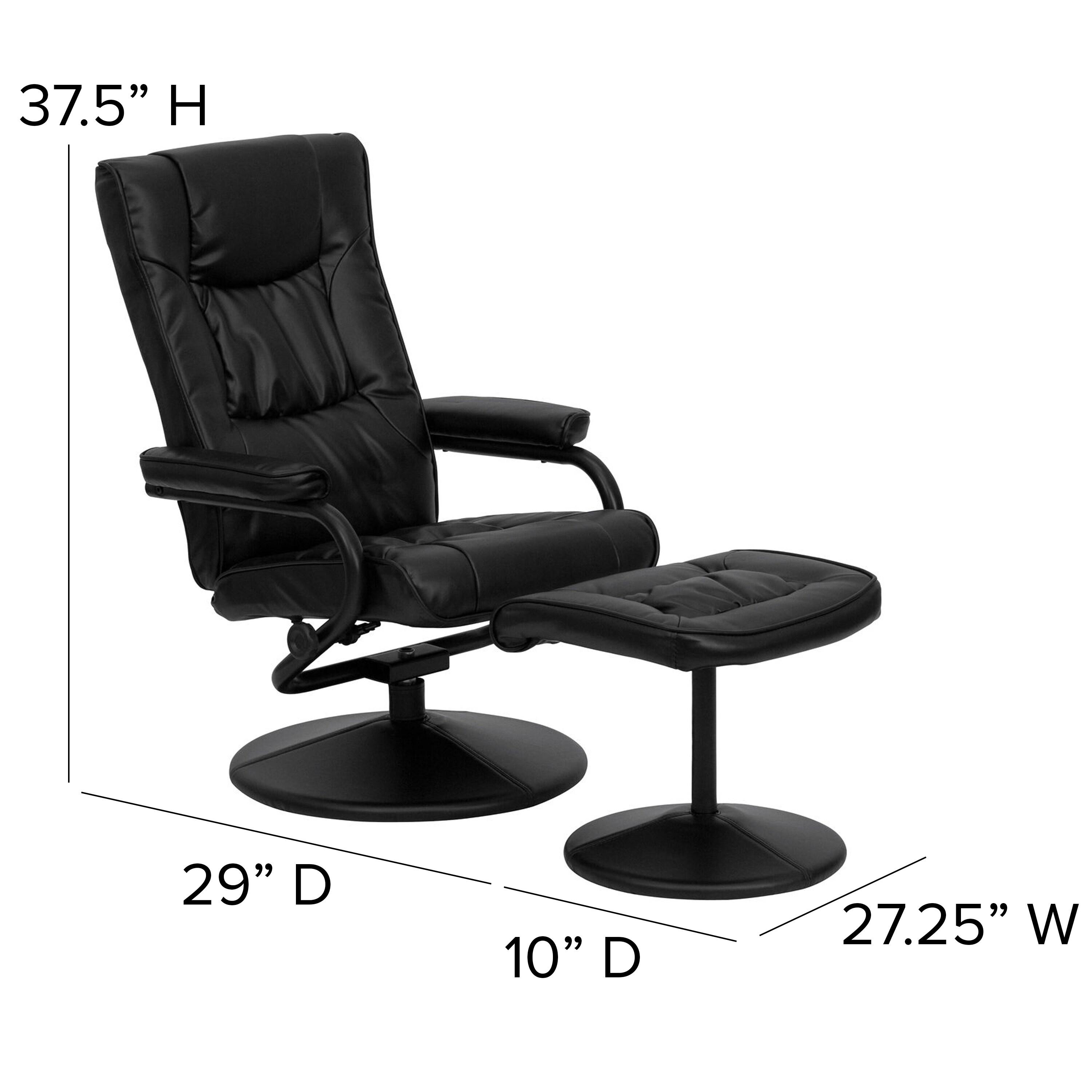 Flash Furniture Rachel Contemporary Multi-Position LeatherSoft Recliner Chair with Ottoman, Black