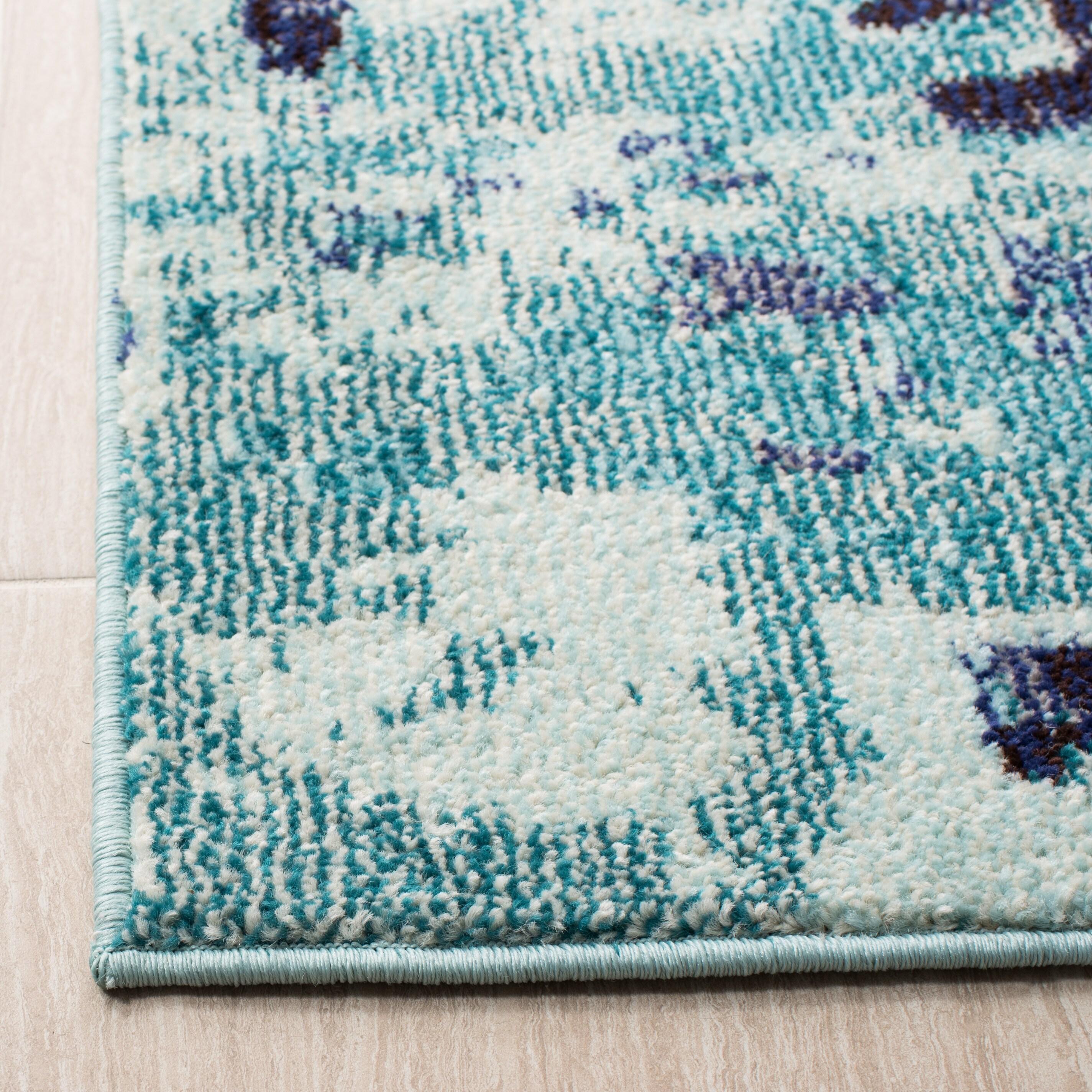 Madison MAD425 Power Loomed Indoor Runner Rug - Turquoise/Navy - 2'2"x16' - Safavieh
