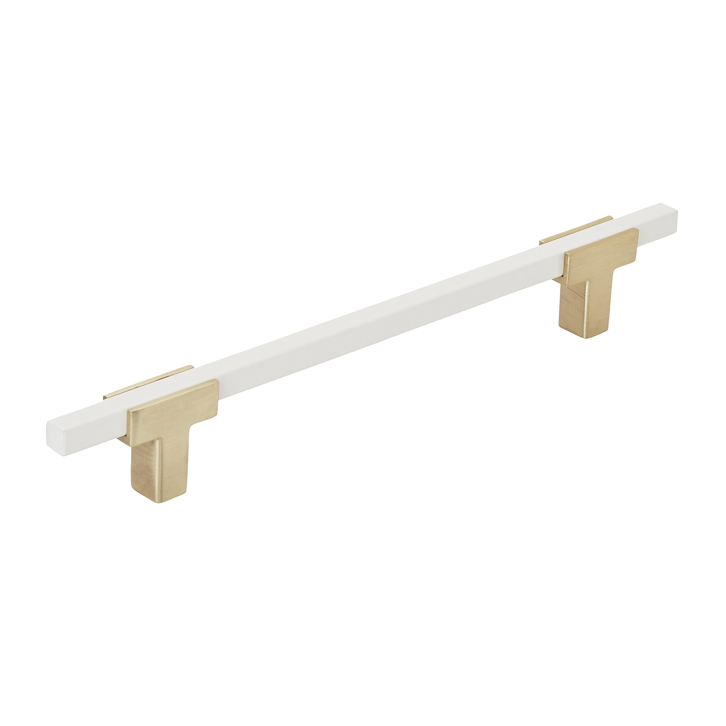 Amerock Urbanite 6-5/16 inch (160mm) Center-to-Center Brushed Gold/White Cabinet Pull