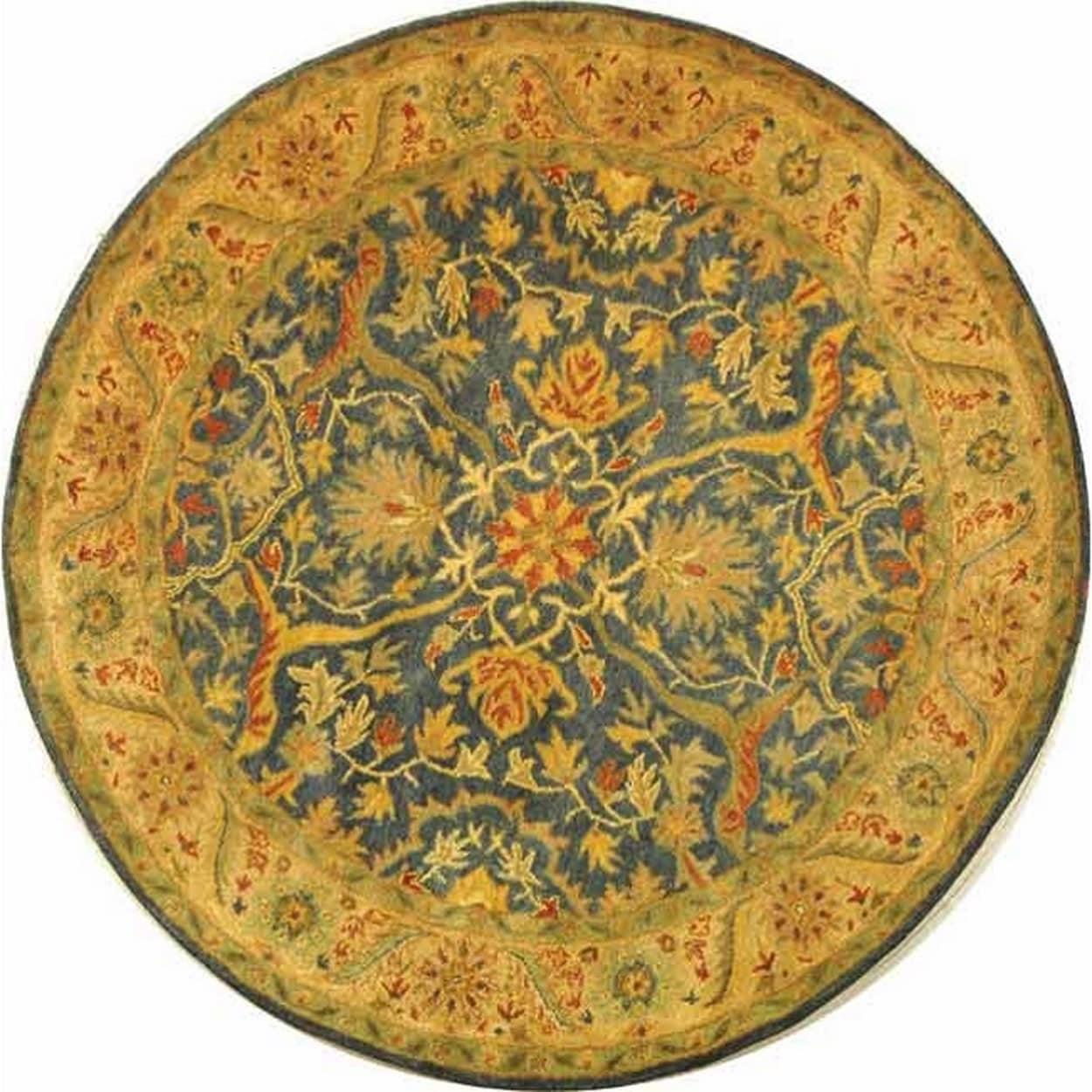 Antiquity AT14 Hand Tufted Indoor Area Rug - Blue - 8' Round - Safavieh