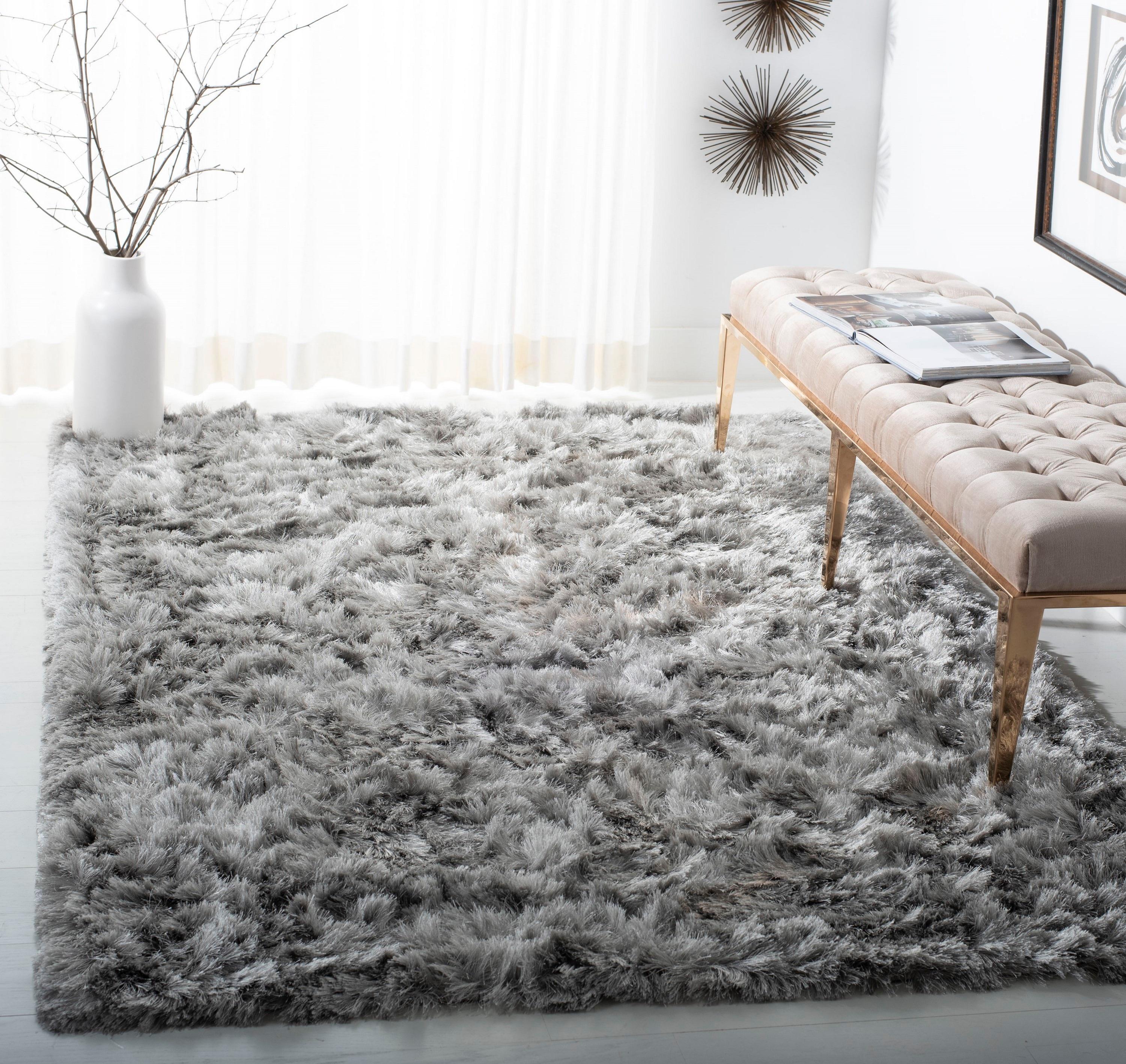 Ocean Shag OCG101 Hand Tufted Indoor Accent Rug - 4'x4' - Silver - Safavieh