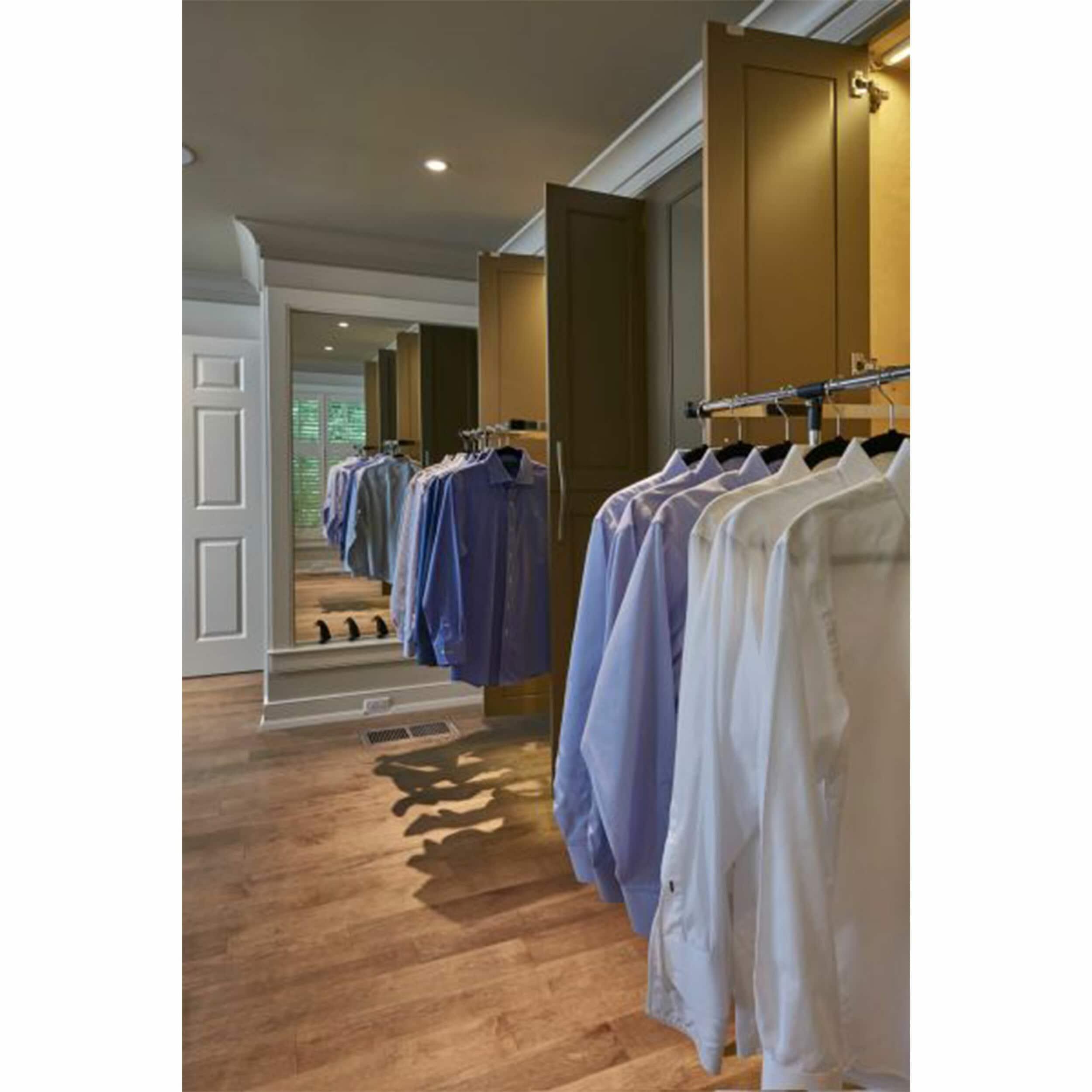 Rev-A-Shelf 26"-35" Pull Down Adjustable Side Mounted Closet Rod for Kitchen/ Bathroom Cabinets with Telescoping Handle & Hardware, Chrome, CPDR-2635