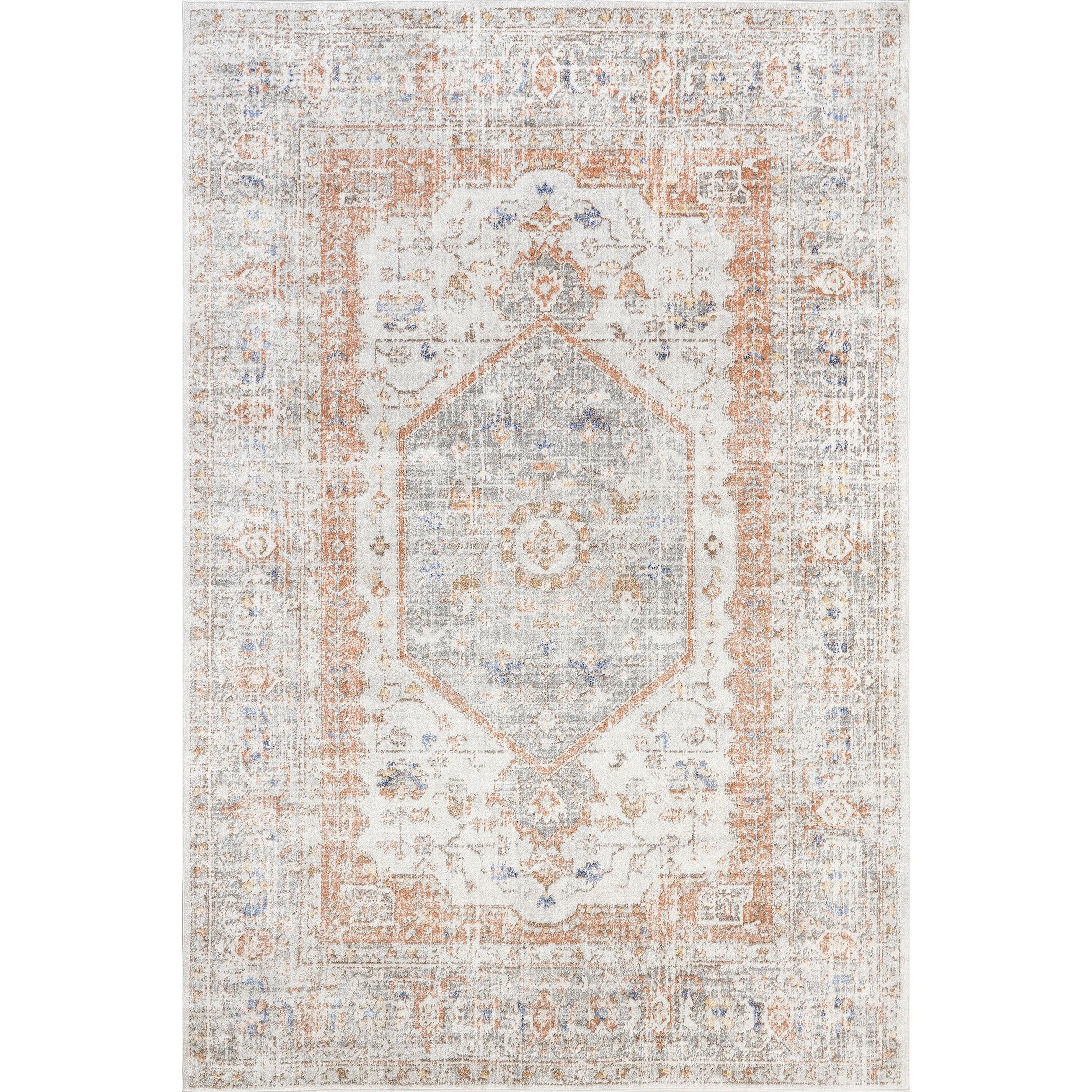 Nuloom Jacquie Medallion 7x9 Indoor Area Rug for Living Room Bedroom Dining Room Kitchen, Silver/Ivory