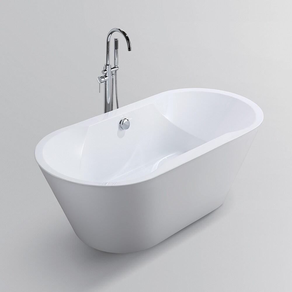 Vanity Art 67" x 32" Acrylic Freestanding Bathtub Contemporary Soaking Tub with Overflow and Pop-Up Drain, VA6804