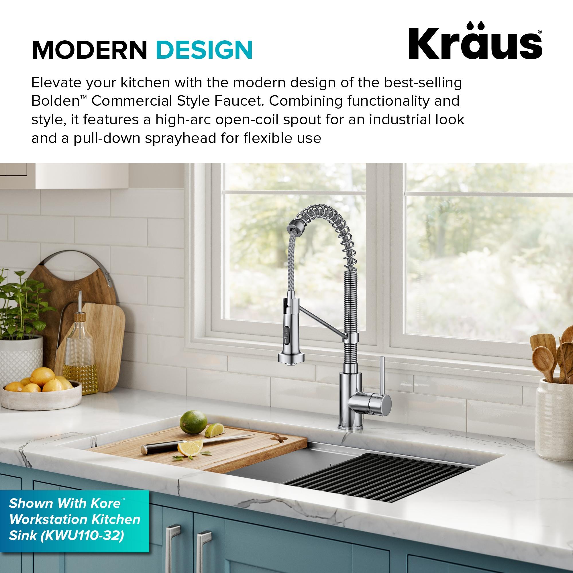 KRAUS Bolden Commercial Style 2-Function Single Handle Pull Down Kitchen Faucet