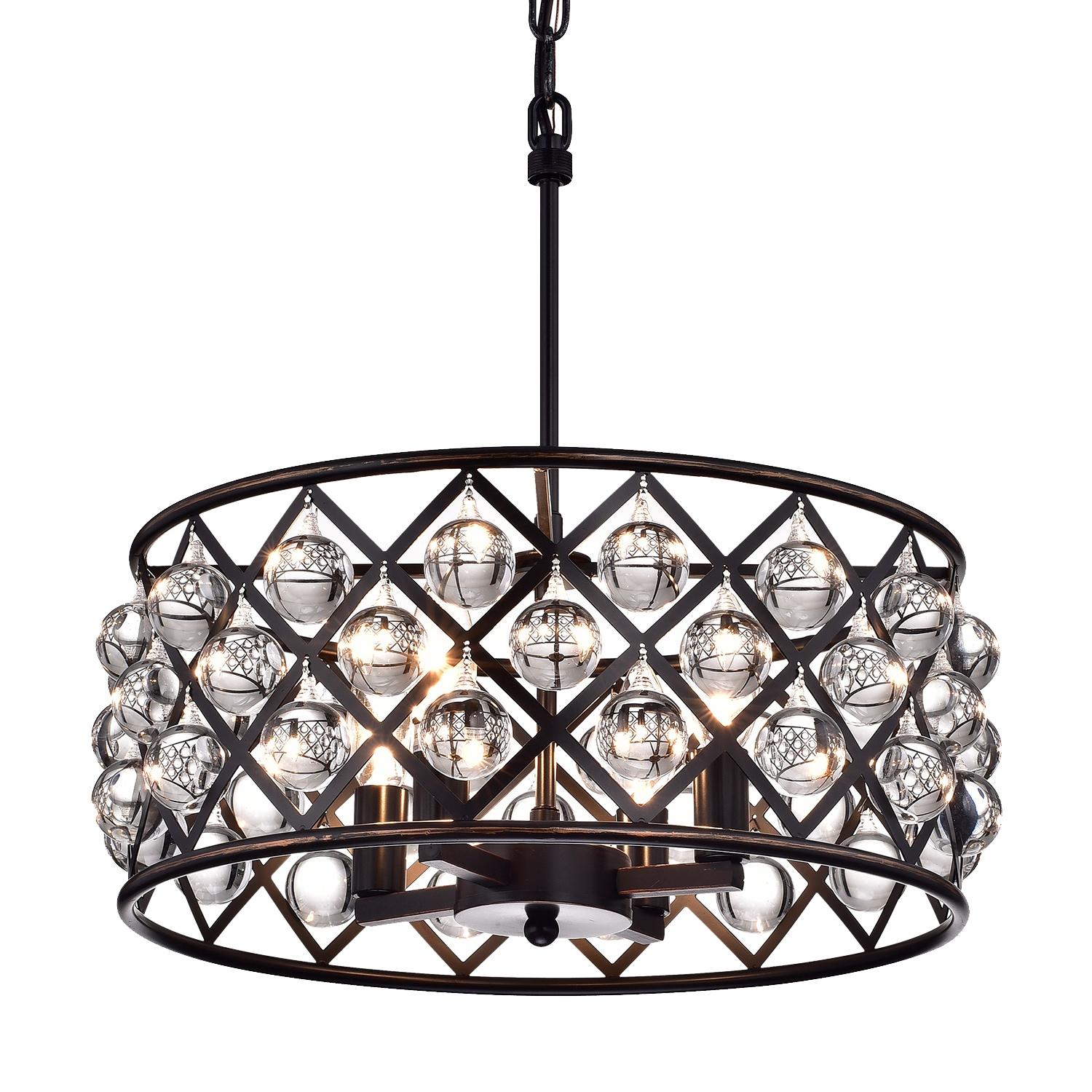 Azha 4-Light Oil Rubbed Bronze Crystal Drum Chandelier