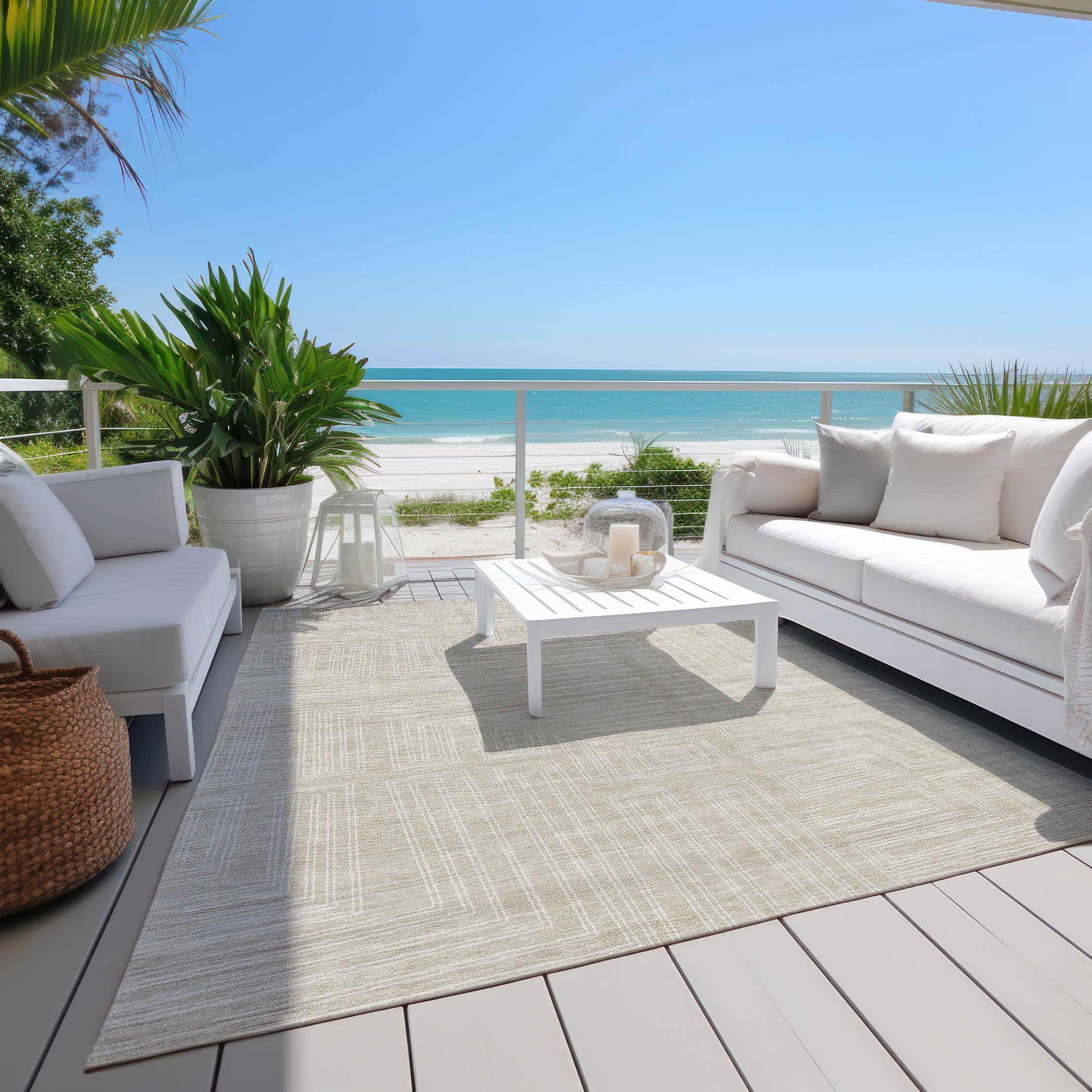 Machine Washable Indoor/Outdoor Chayden ACN1045 Beige Rug