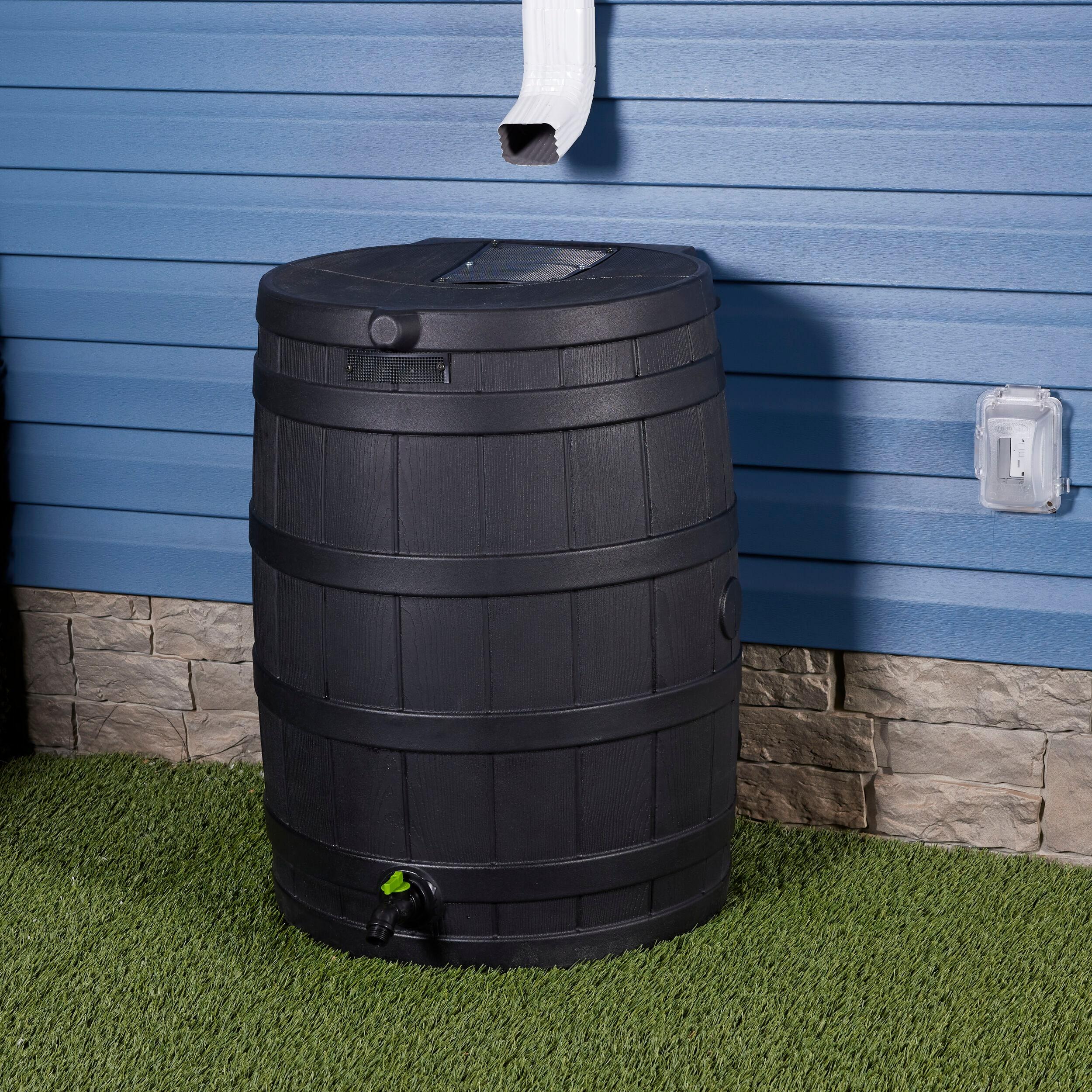 Good Ideas 50 Gallons Plastic Drainable Dual Overflow Rain Barrel