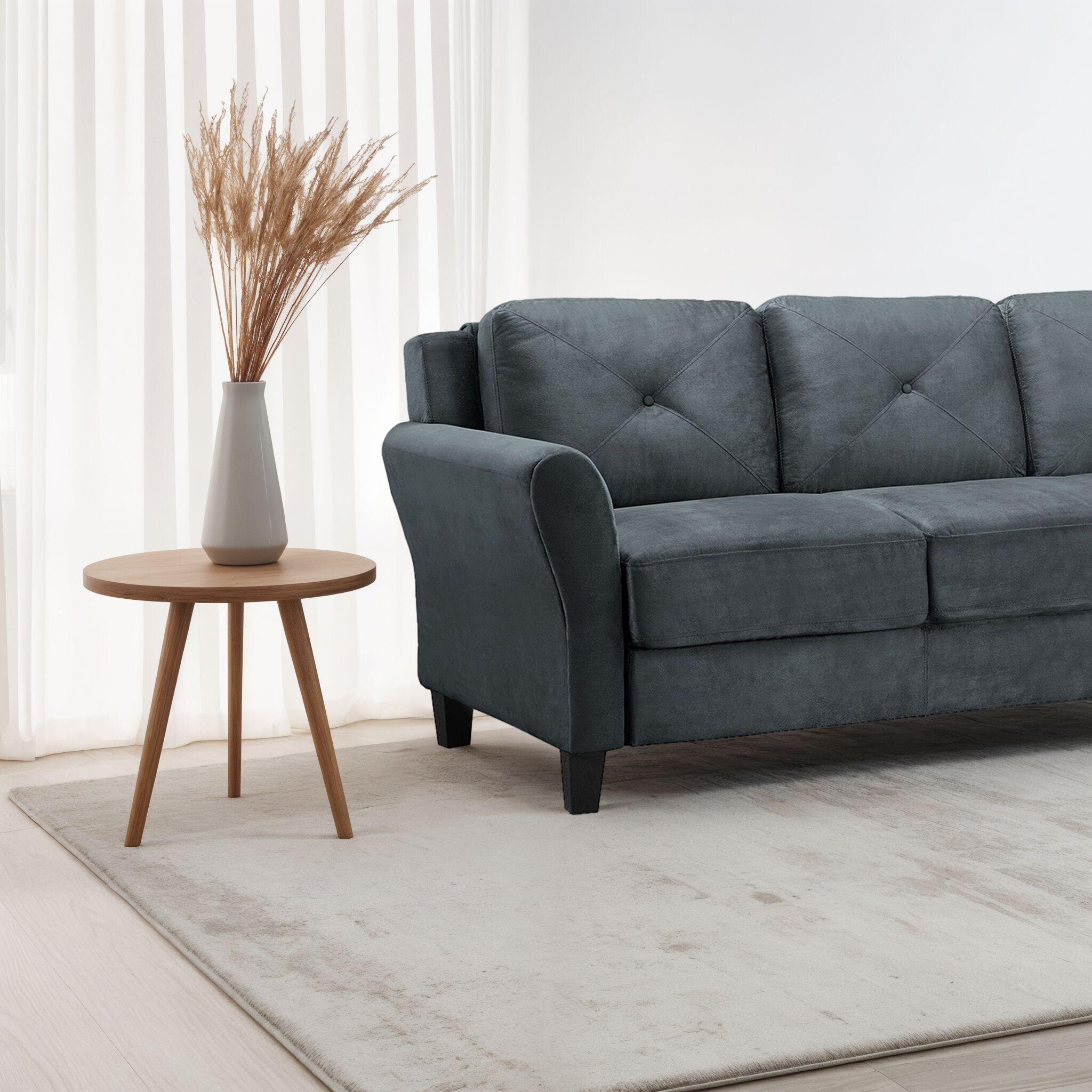 Lifestyle Solutions Taryn Traditional Sofa with Rolled Arms, Dark Gray Fabric