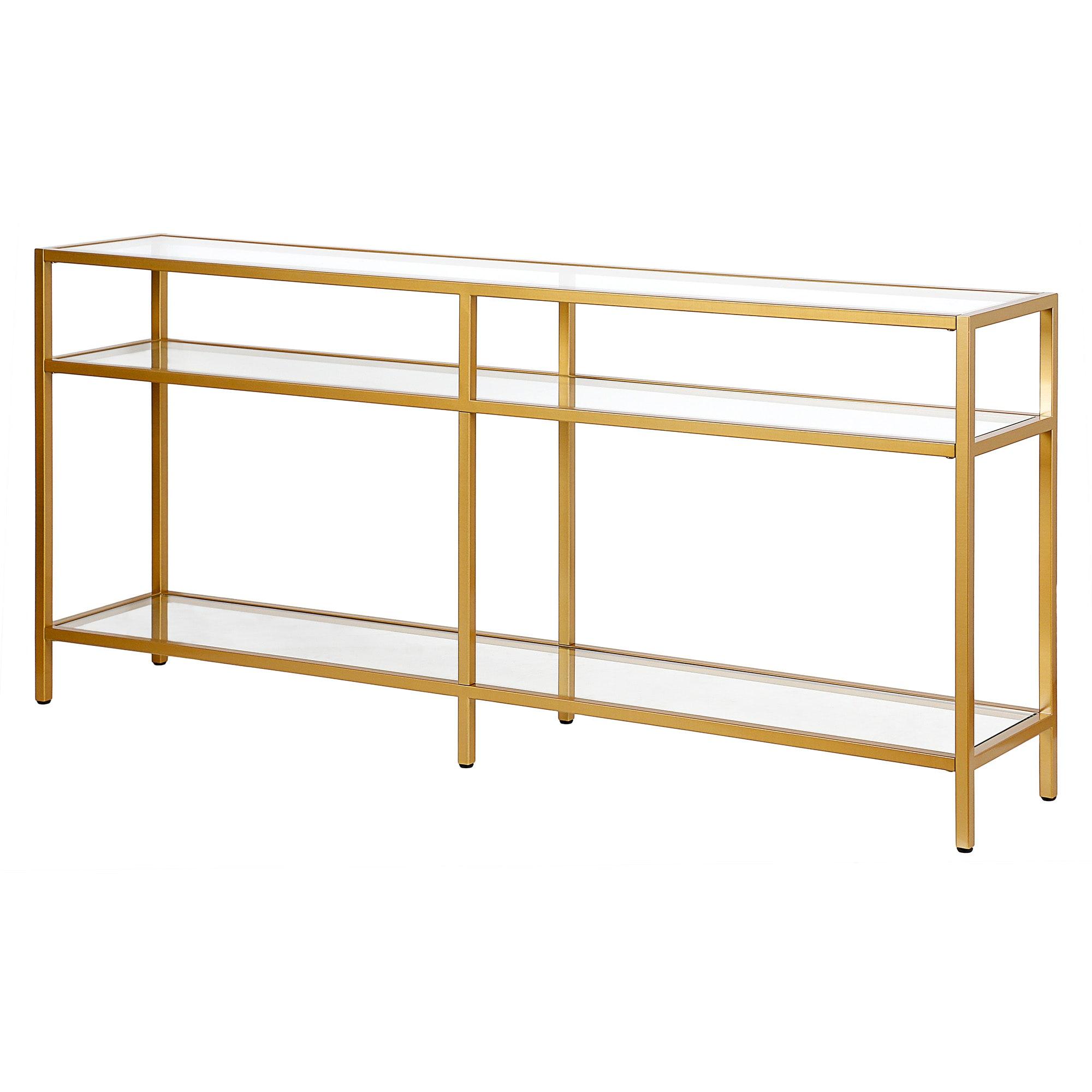 Evelyn&Zoe Sivil 64" Wide Rectangular Console Table, Brass