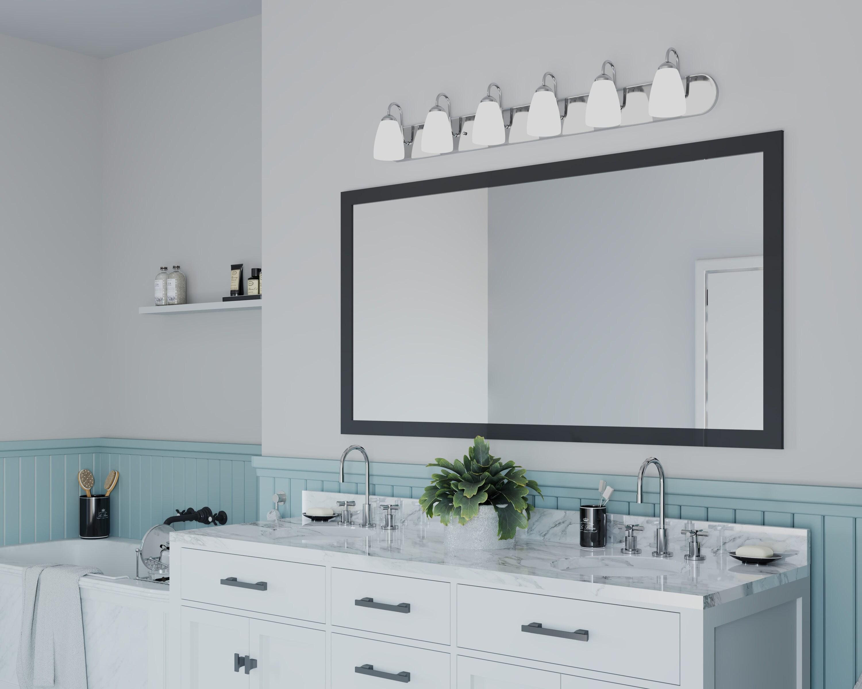 Progress Lighting Gather 6-Light Bath Bracket, Brushed Nickel, Etched Glass Shades