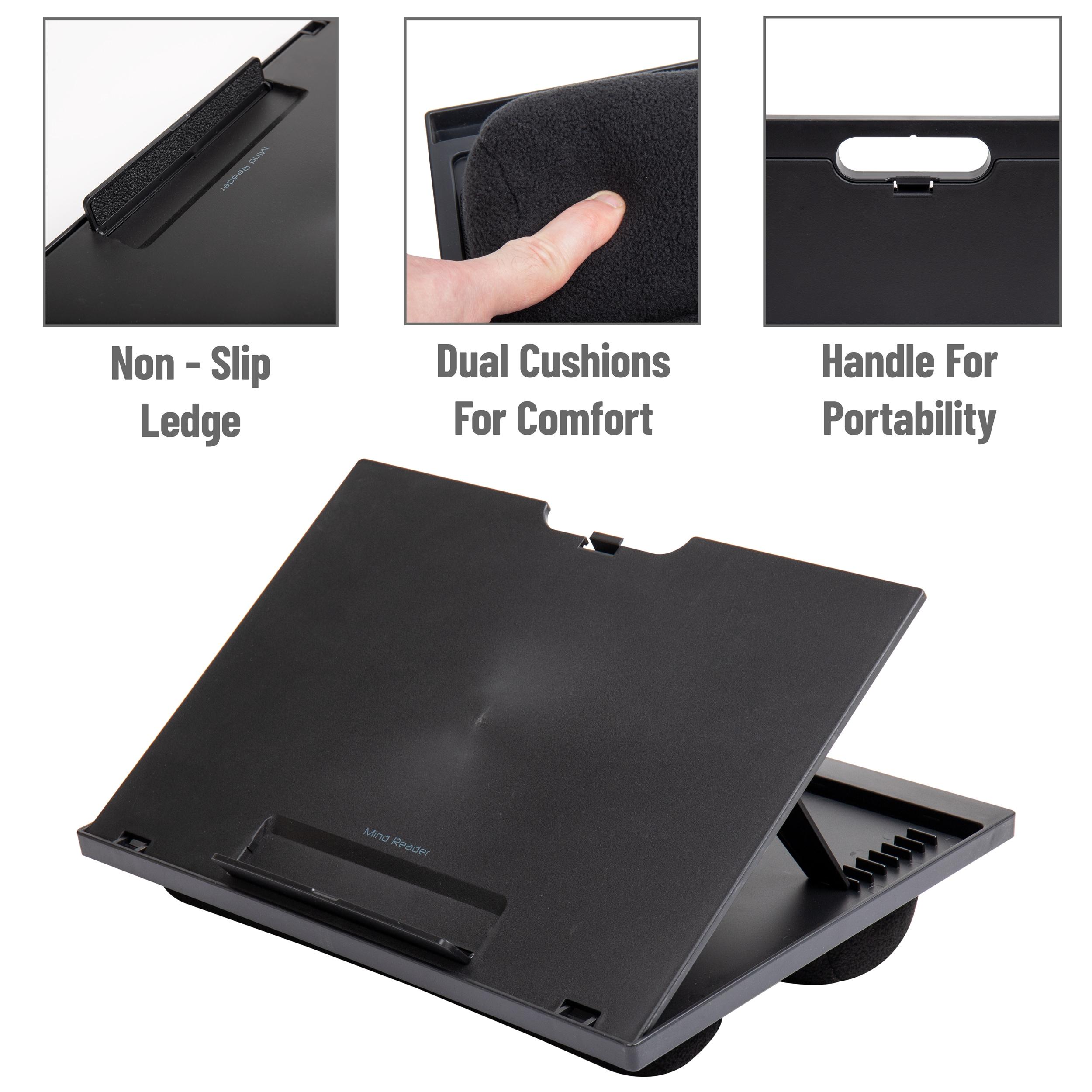 Mind Reader Mind Reader Lap Desk Laptop Stand, Bed Tray, Collapsible, Cushion, Portable, Dorm, Plastic, 14.75"L x 11"W x 7.3"H