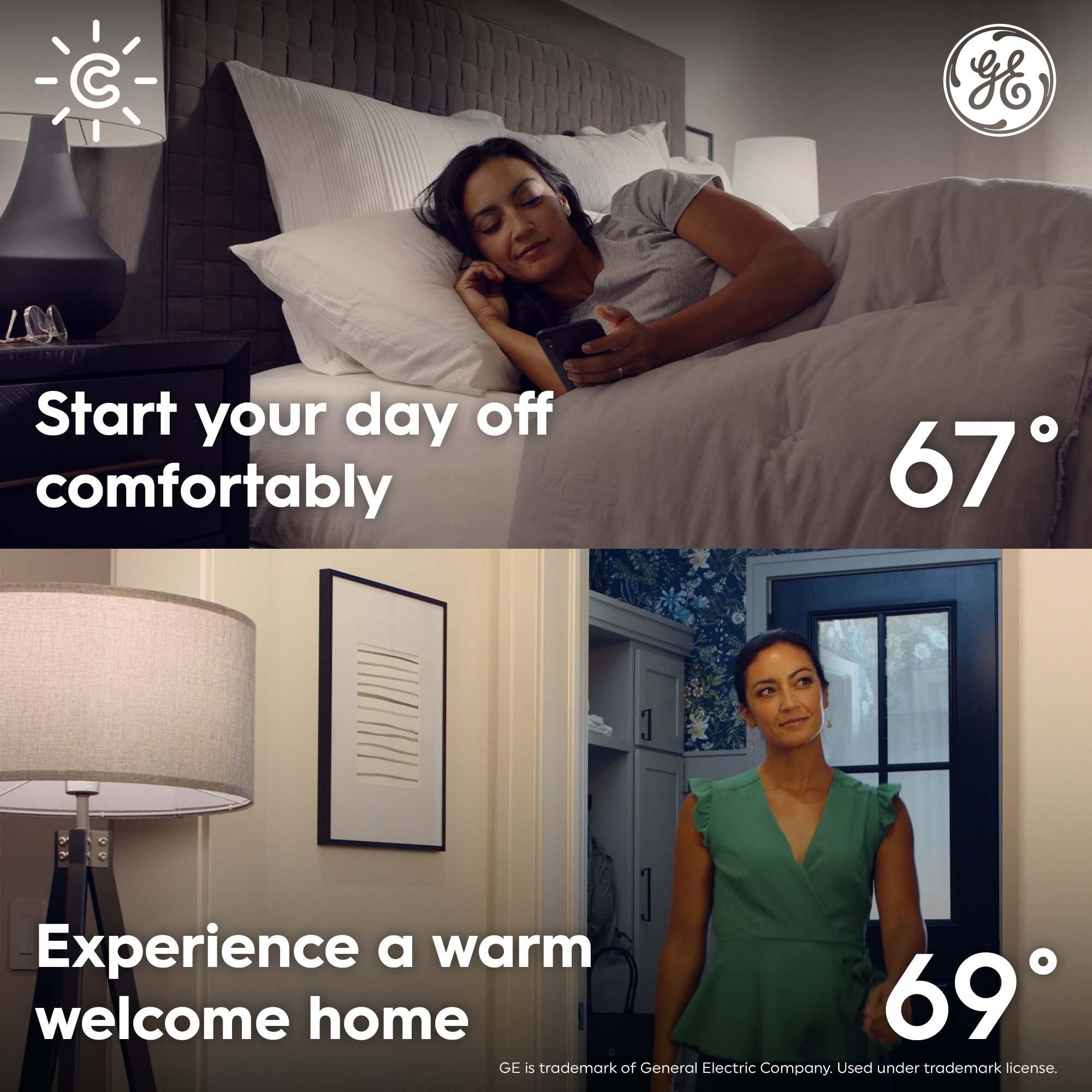 GE CYNC Smart Room Temperature Sensor: White Plastic Thermostat with CR2025 Battery, No Certifications