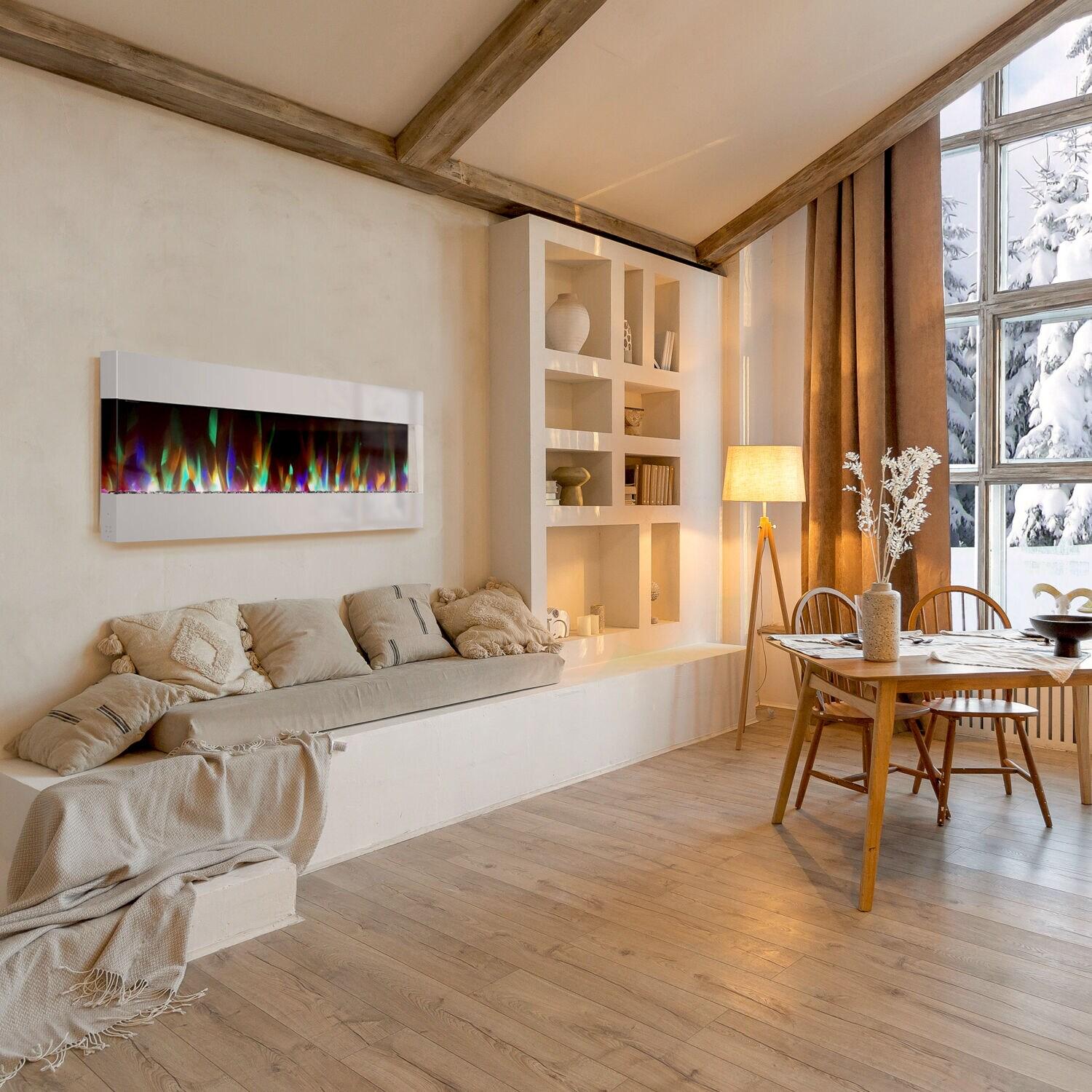 Cambridge Cambridge Recessed Wall Mounted Electric Fireplace with Crystal Rock Display