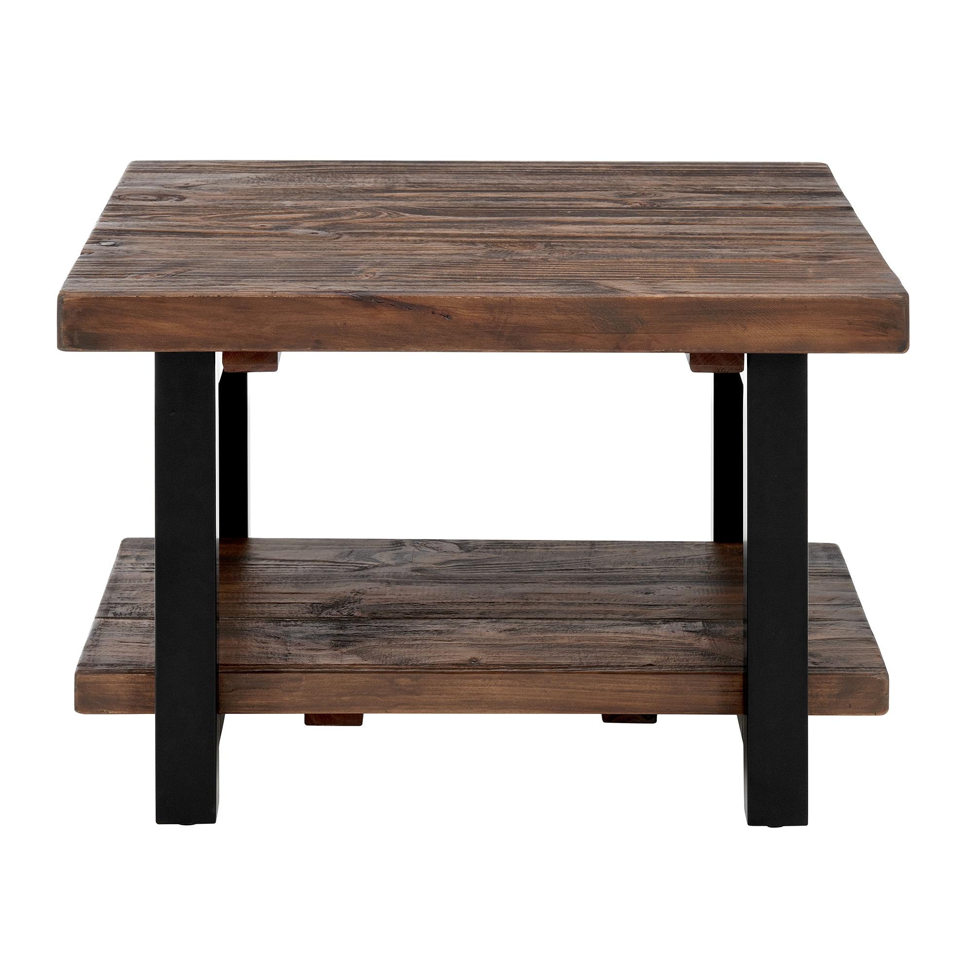 Pomona Cube Coffee Table Reclaimed Wood Rustic Natural - Alaterre Furniture: Fixed Shelf, Metal Legs, Square Shape