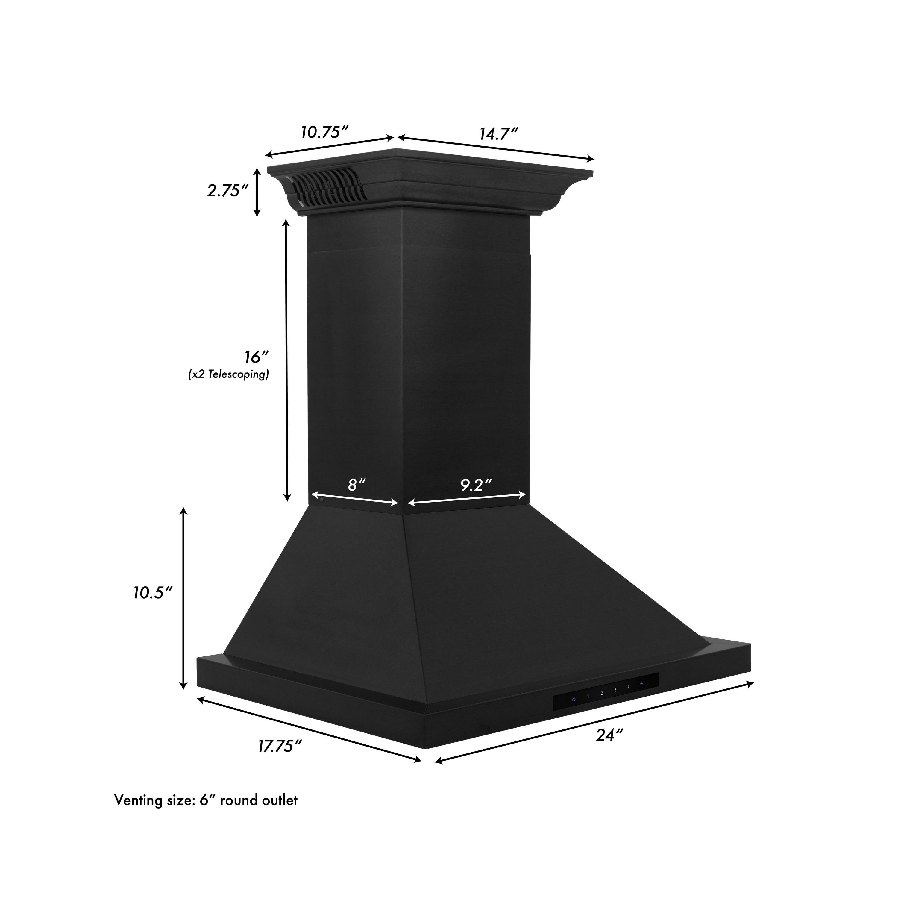 24" Crown Sound 400 CFM Ducted Wall Mount Range Hood with Wi-Fi