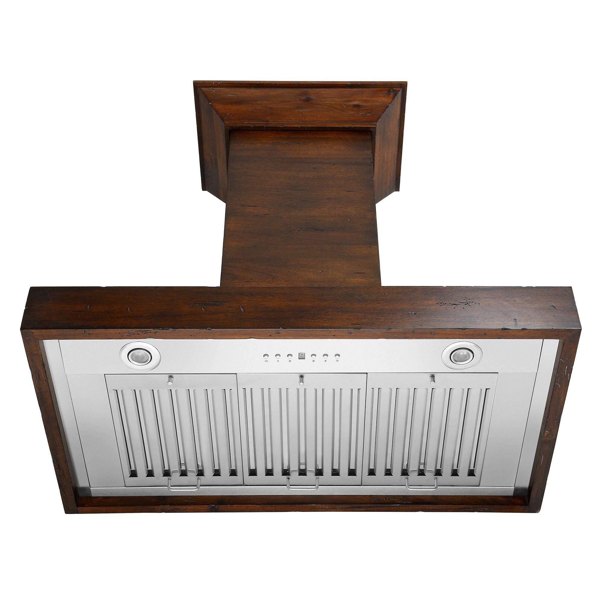 ZLINE 36" Convertible Vent Wooden Wall Mount Range Hood in Walnut