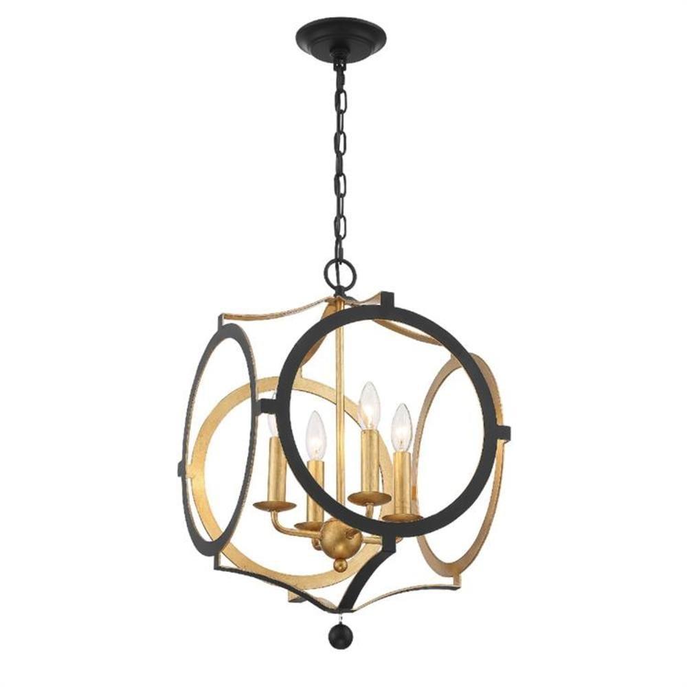 Crystorama Odelle 4-light Matte Black/ Antique Gold Chandelier