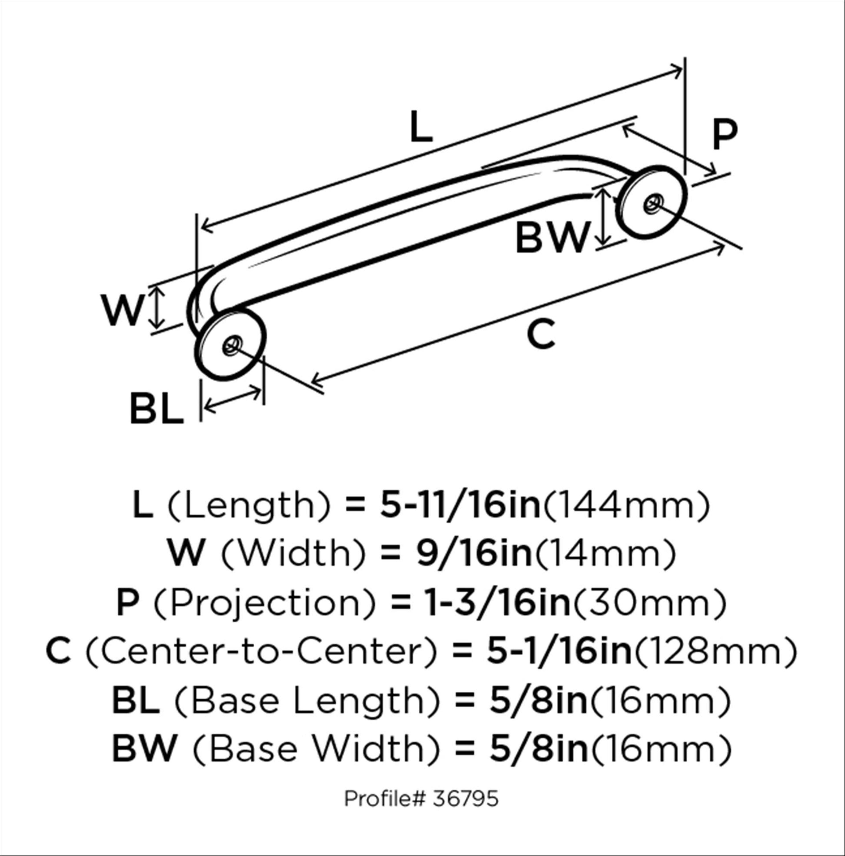 Amerock Renown 5-1/16 inch (128mm) Center-to-Center Satin Nickel Cabinet Pull