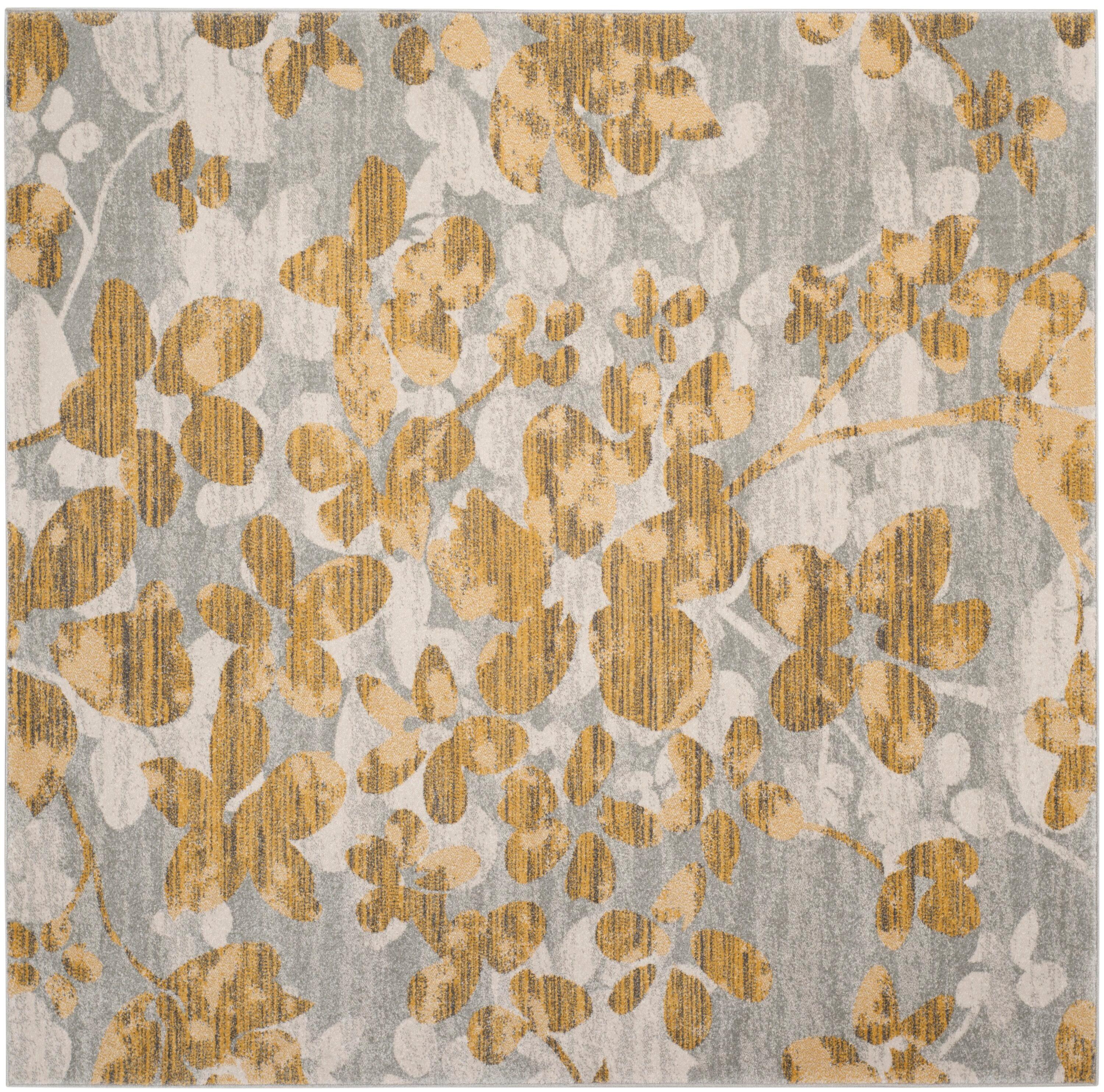 Evoke EVK236 Power Loomed Area Rug - Grey/Gold - 6'7"x6'7" - Safavieh.