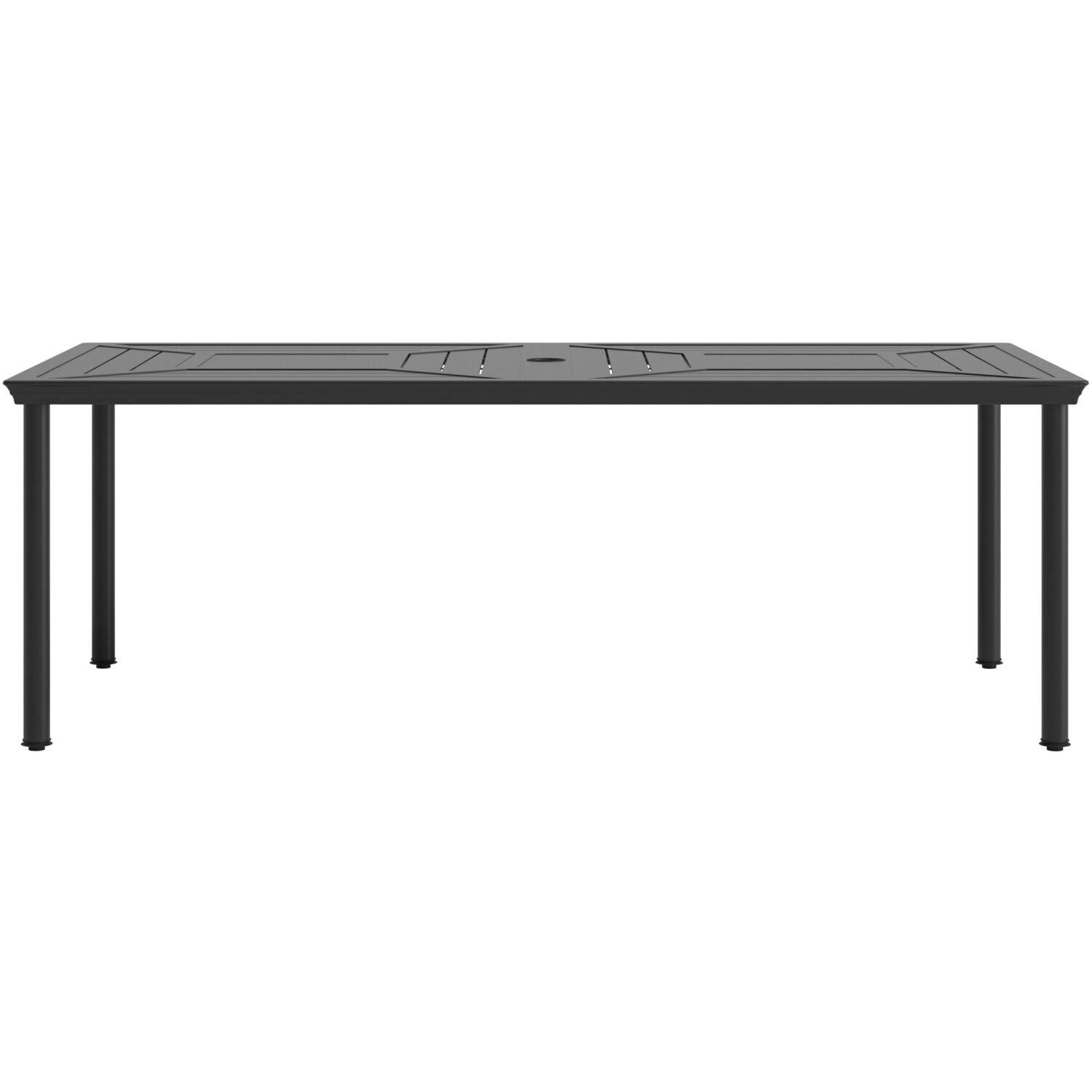 Hanover Montclair 9-Piece All-Weather Outdoor Patio Dining Set, 8 Swivel Rocker Chairs with Comfortable Seat and Lumbar Cushions, 84"x42" Stamped Rectangle Table, MCLRDN9PCSW8-TAN