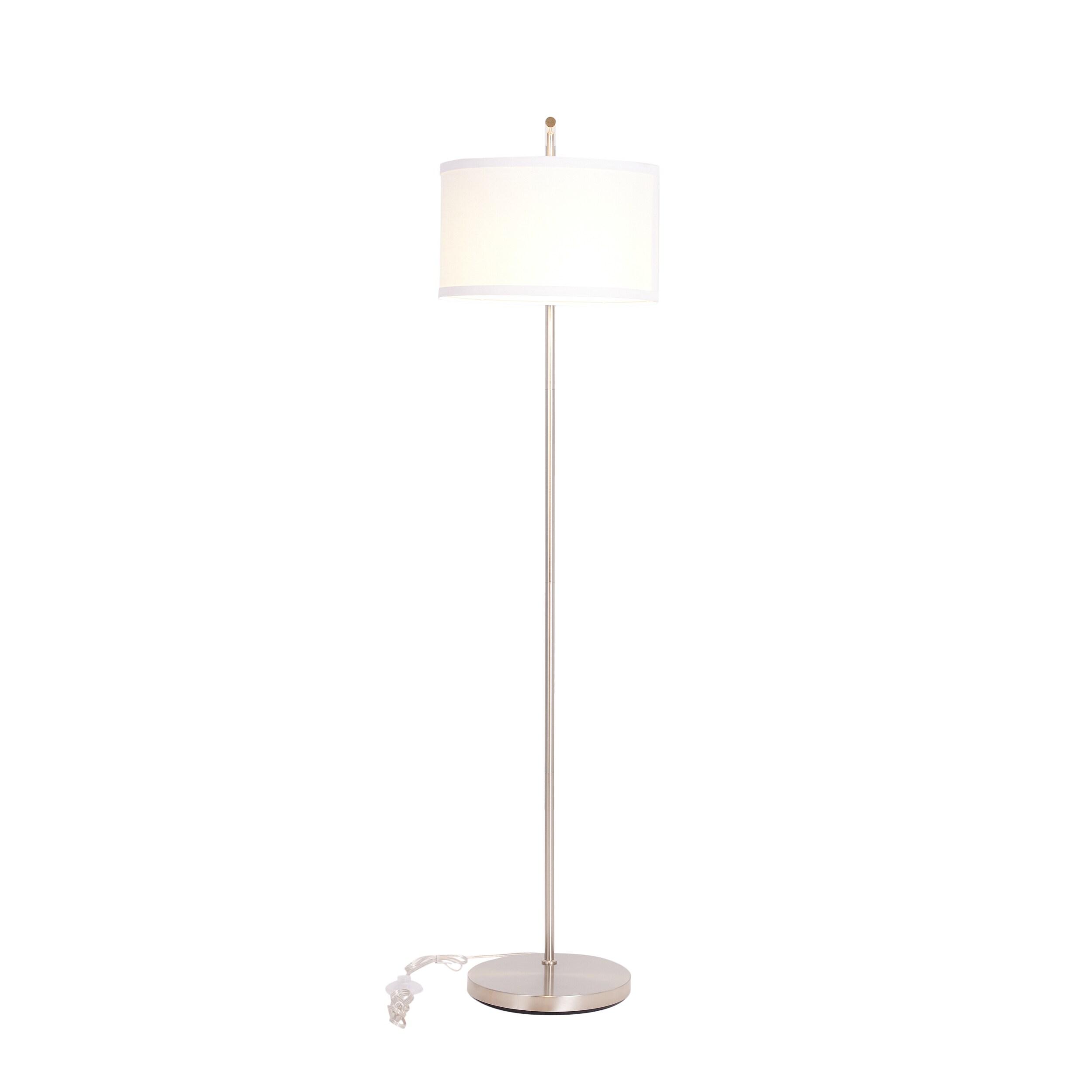 Montage Modern 60 in. Mid-Century Modern LED Floor Lamp with Fabric Drum Shade