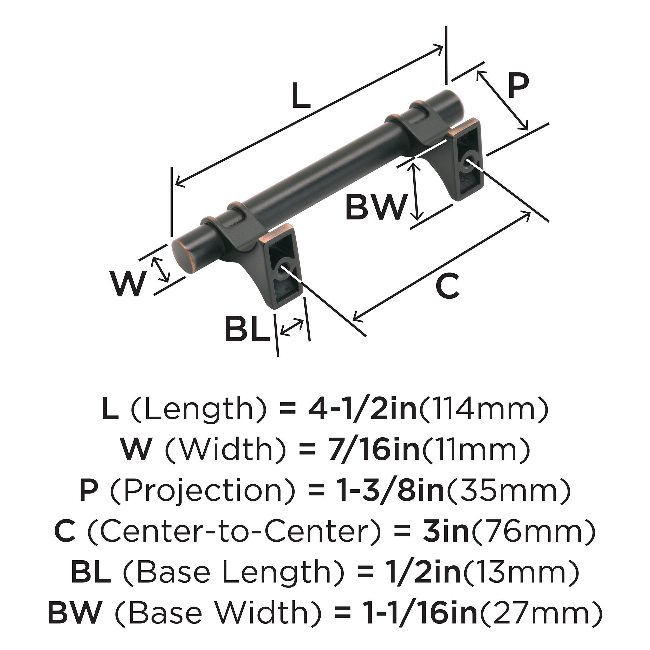 Amerock Davenport 3 inch (76mm) Center-to-Center Oil-Rubbed Bronze Cabinet Pull