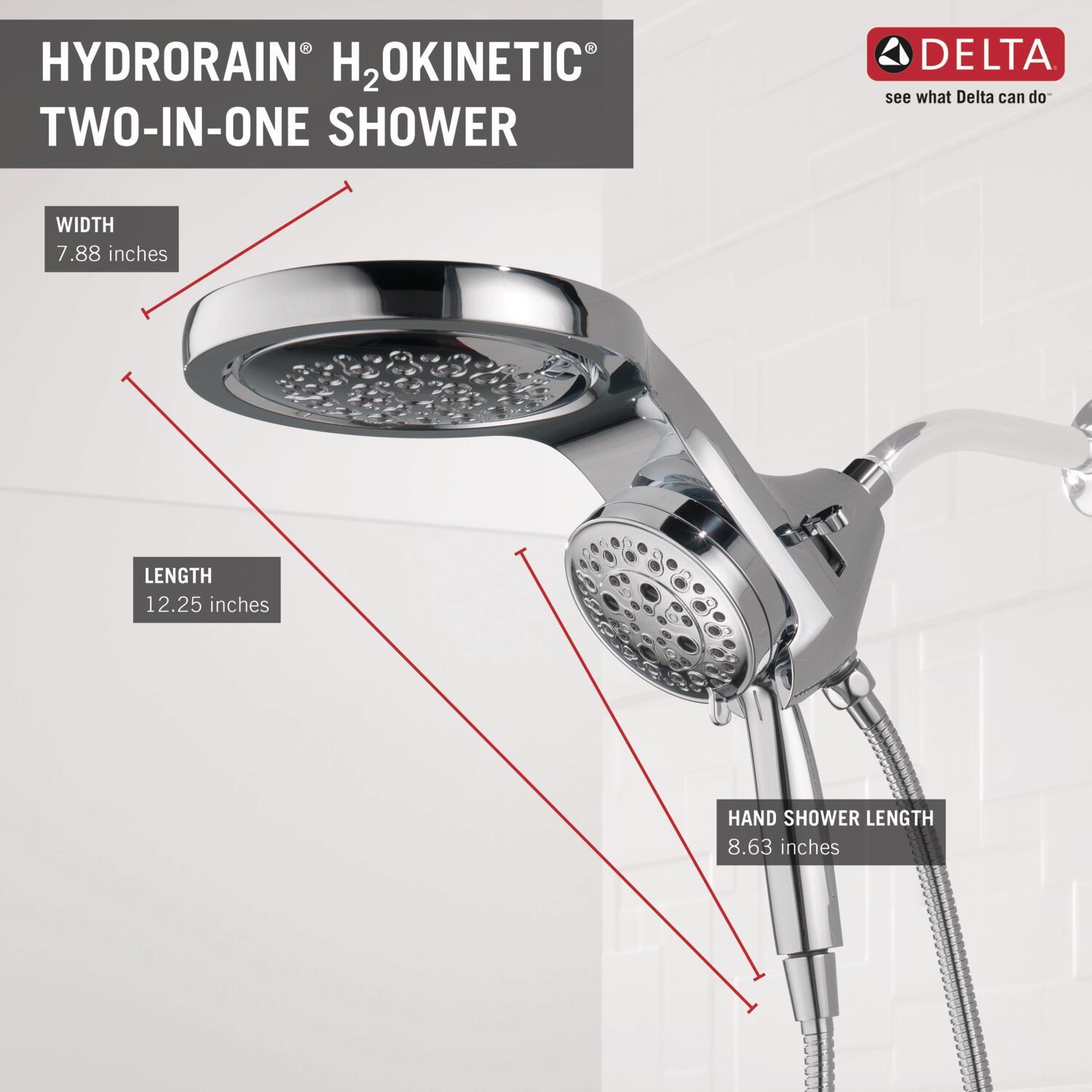 HydraChoice Hydrorain 5 Spray Dual Shower Head and Handheld Shower with H2Okinetic 1.75 GPM