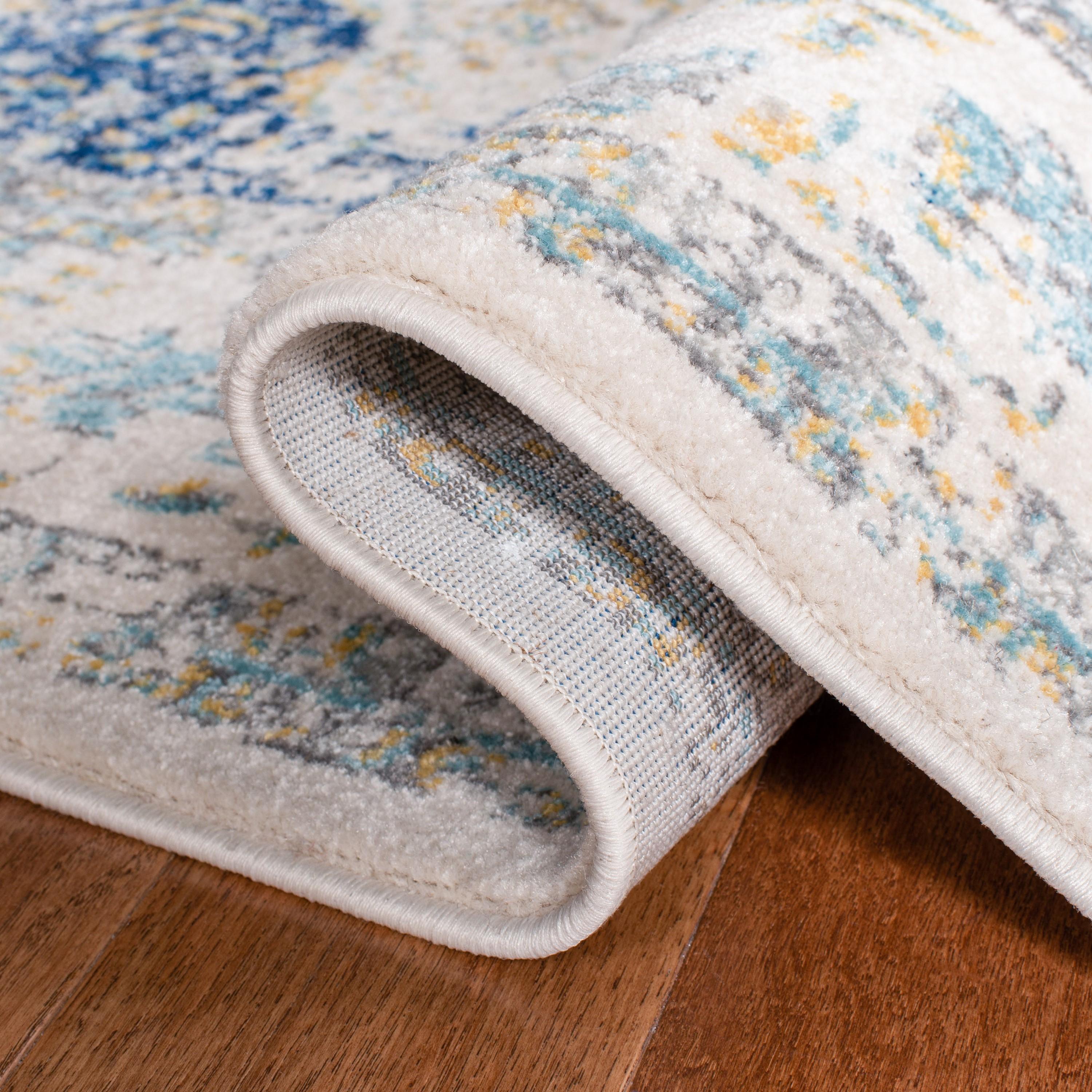 Evoke EVK220 Power Loomed Area Rug - Ivory/Blue - 5'3"x5'3" - Safavieh.