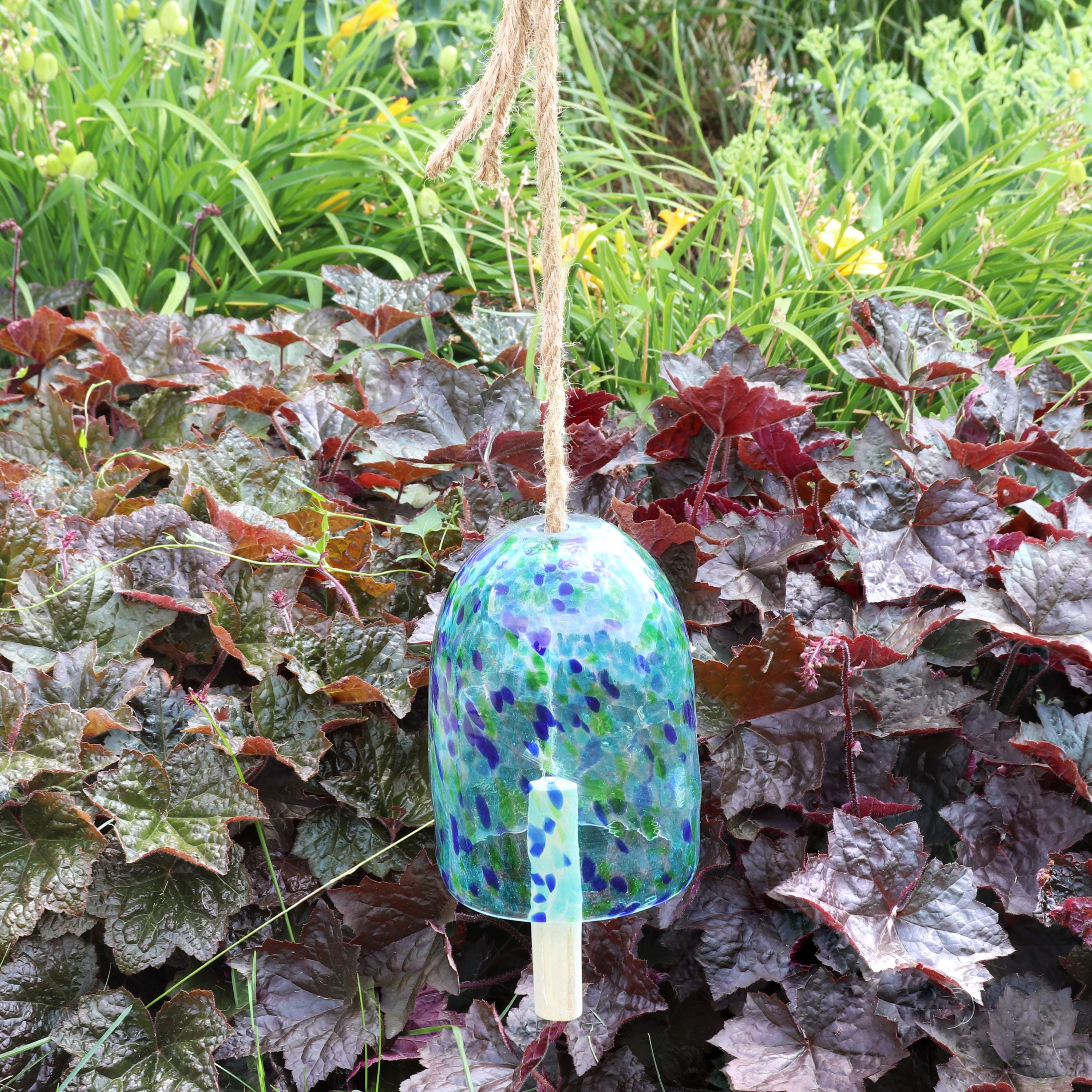 Sunnydaze Outdoor Natural Melody Glass Wind Bell Chime - 7.5" - Blue Freeze