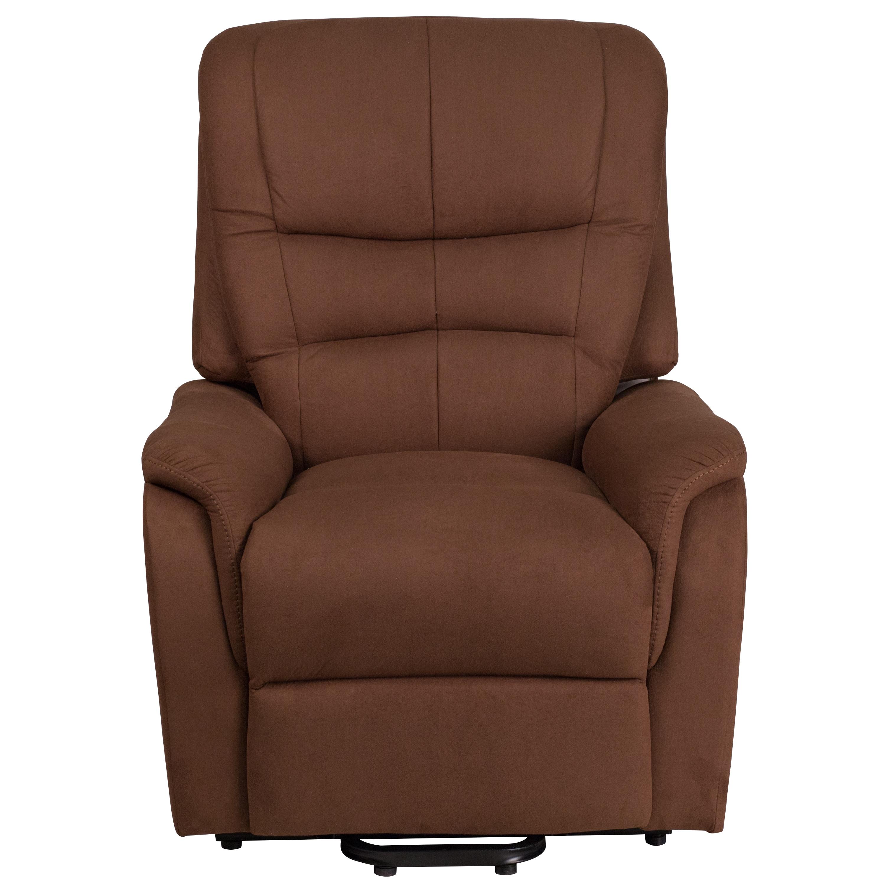 Flash Furniture HERCULES Series Brown Microfiber Remote Powered Lift Recliner for Elderly