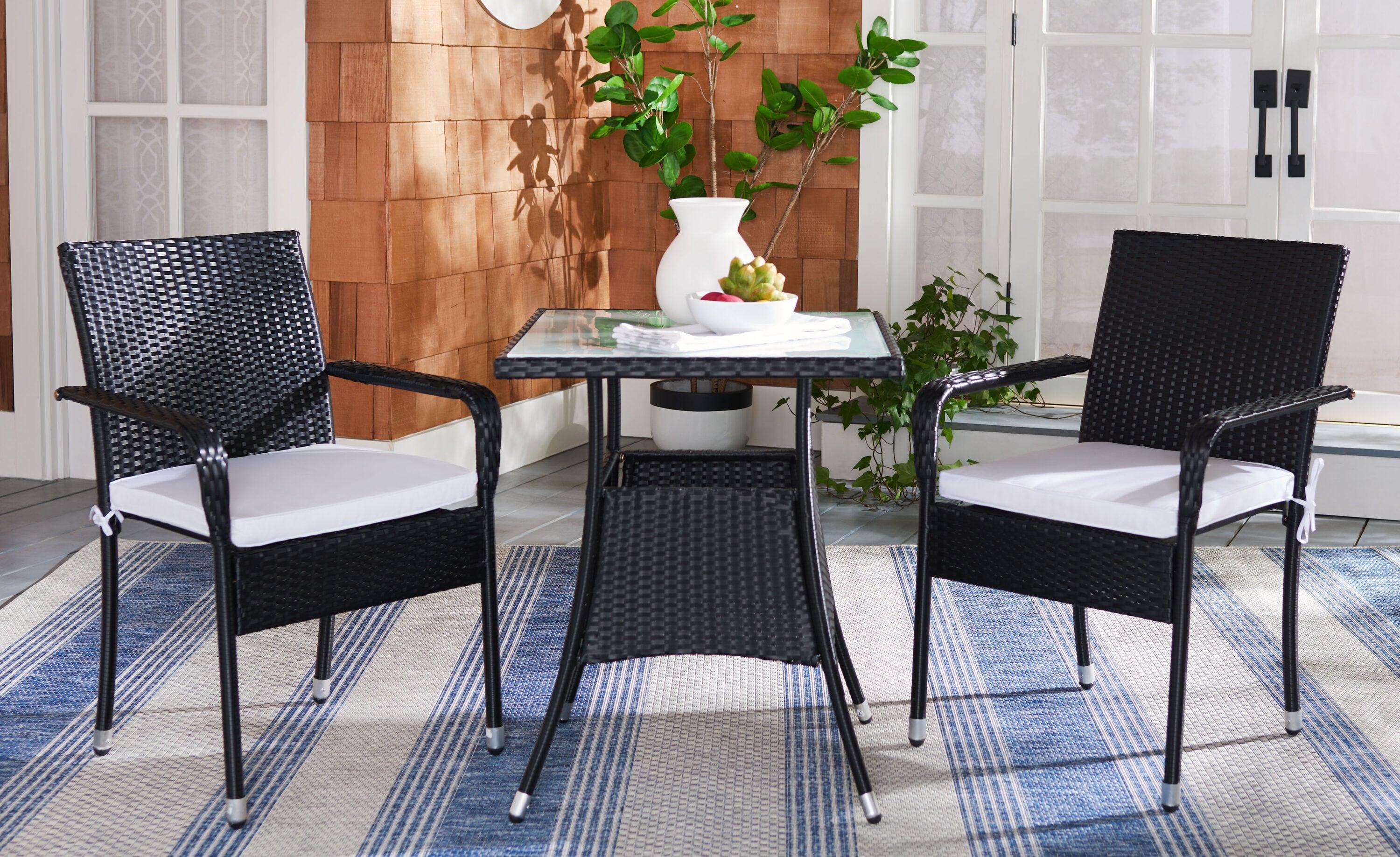 Laban Bistro Set - Outdoor - PAT7718 - Black/White - Safavieh
