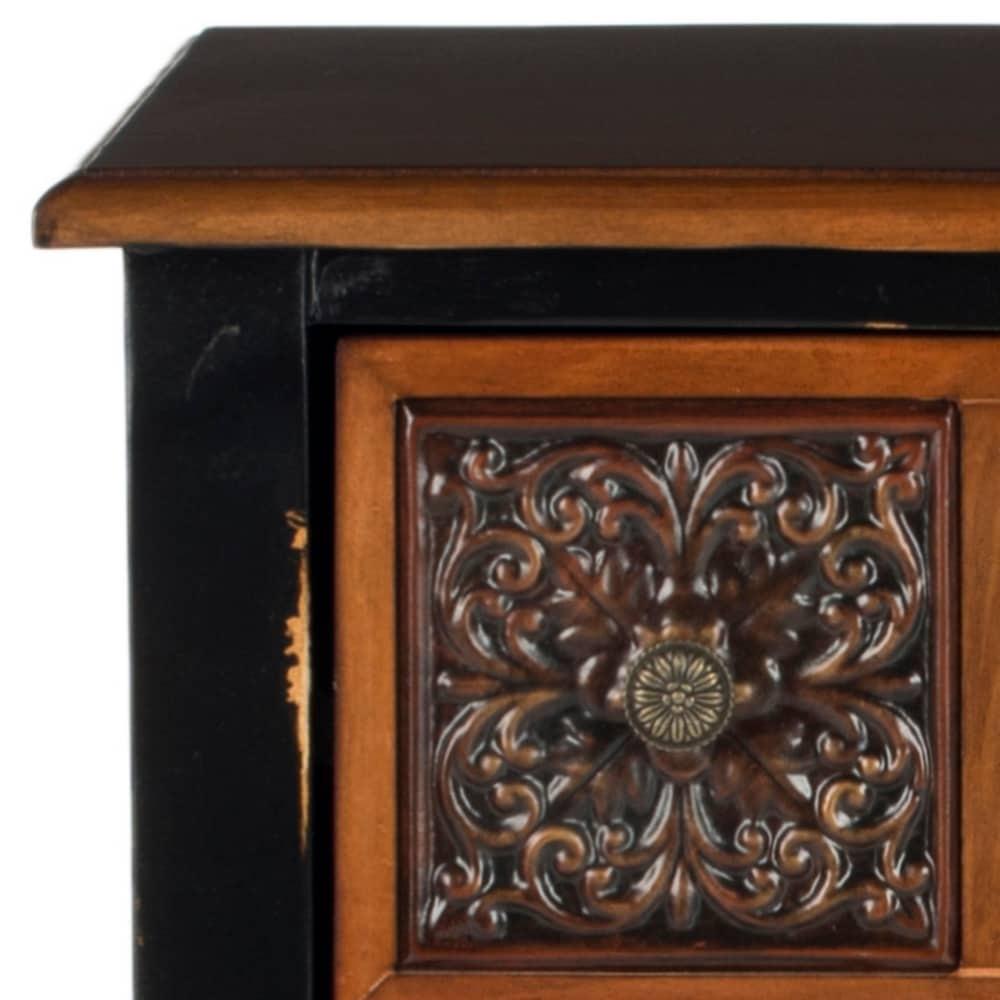 Kenneth 2 Drawer Side Table - Dark Brown - Safavieh.