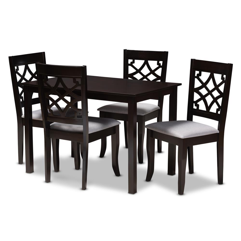 Mael Espresso Brown and Grey 5-Piece Oak Dining Set