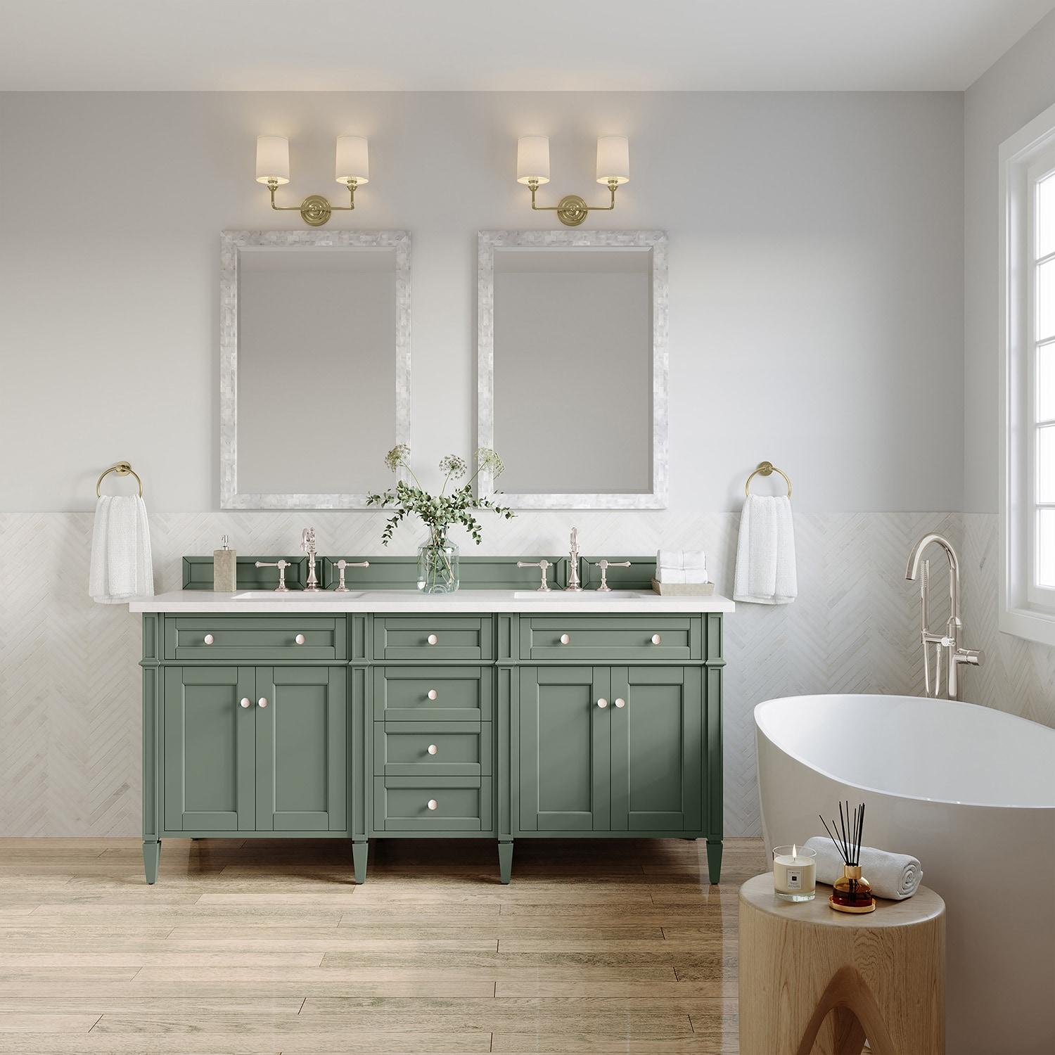 Smokey Celadon Green Double Vanity with Quartz Top