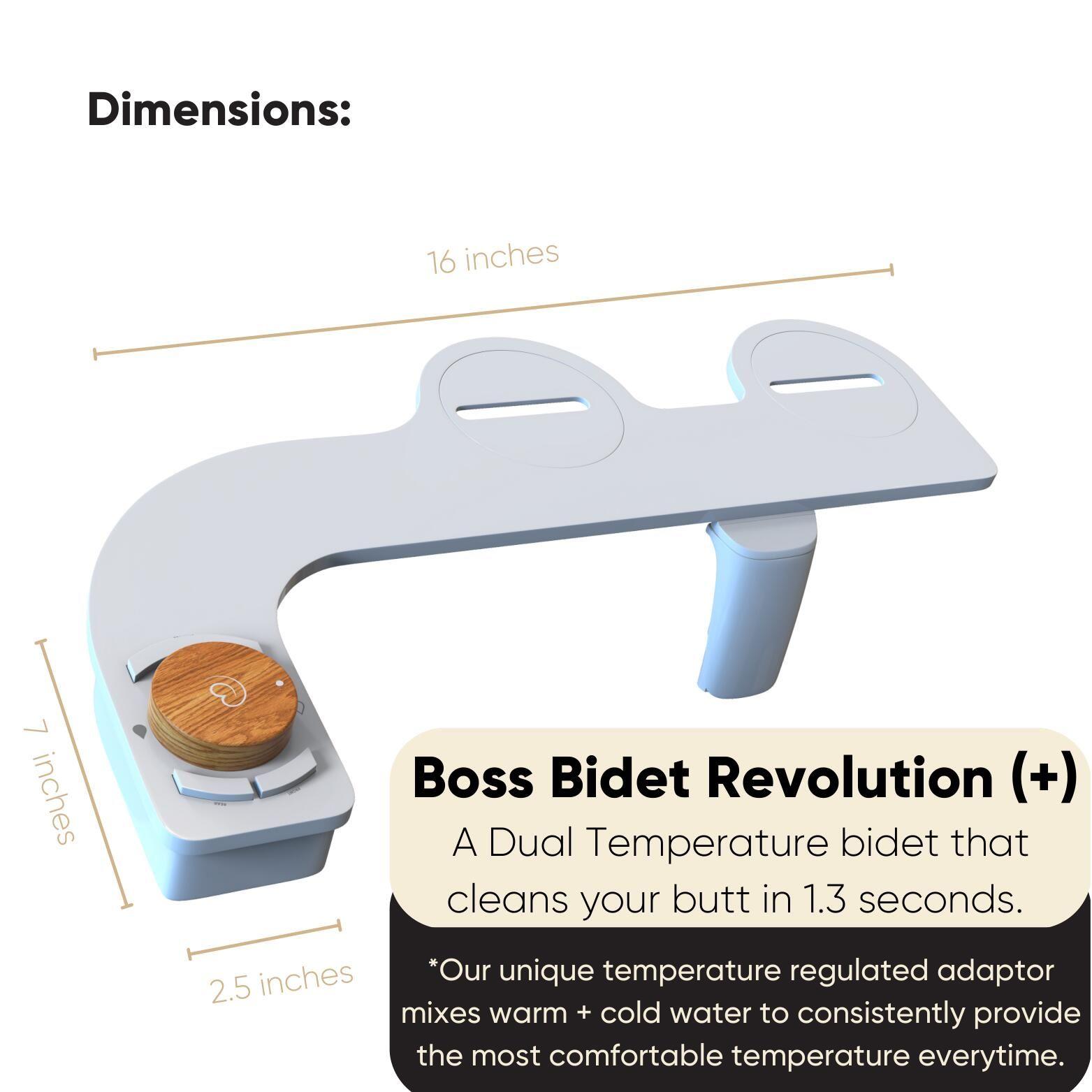 Stainless Steel Dual Temperature Toilet Bidet Attachment with Bamboo Accents