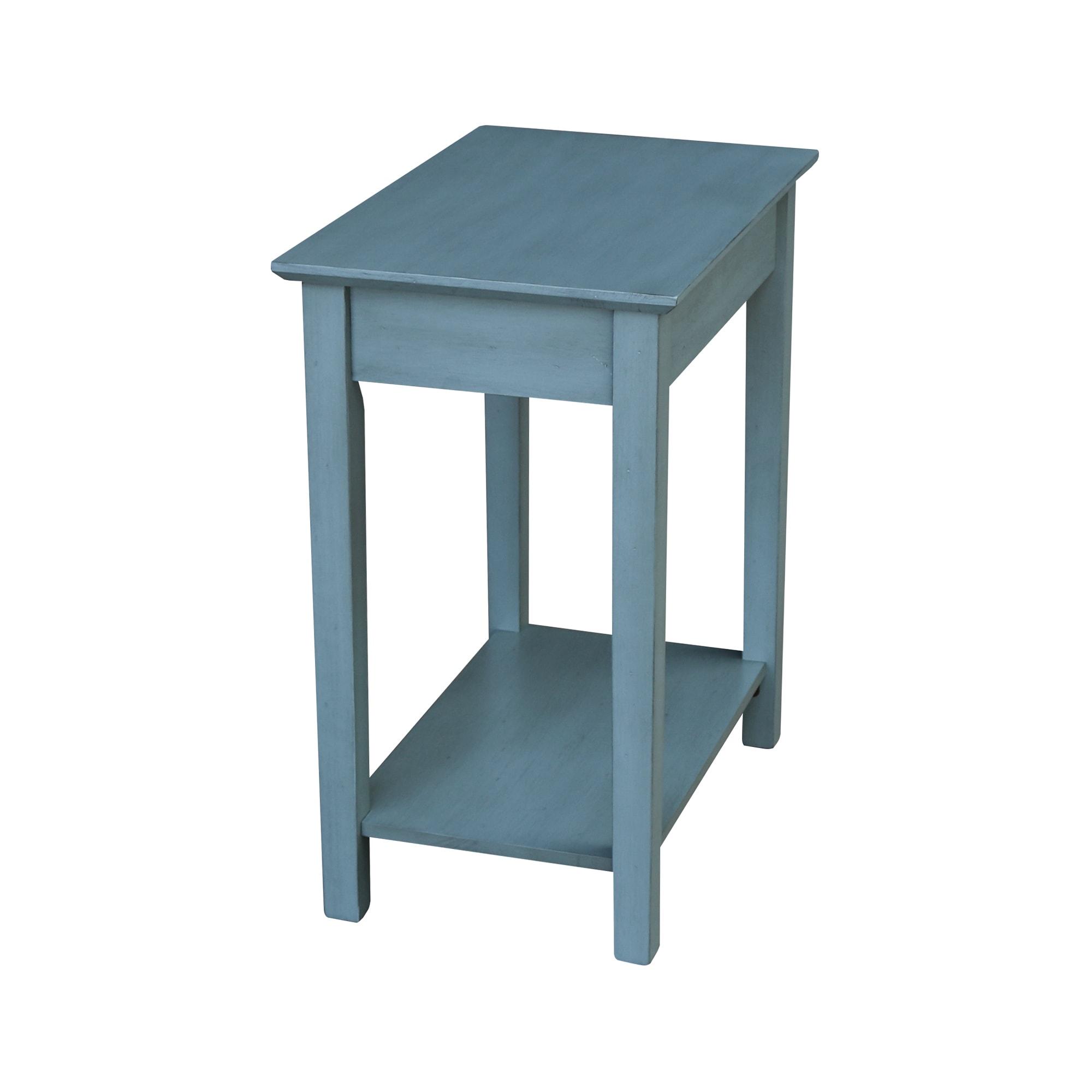 Narrow End Table Ocean Blue - International Concepts: Solid Wood, Mid-Century Modern, Drawer & Shelf