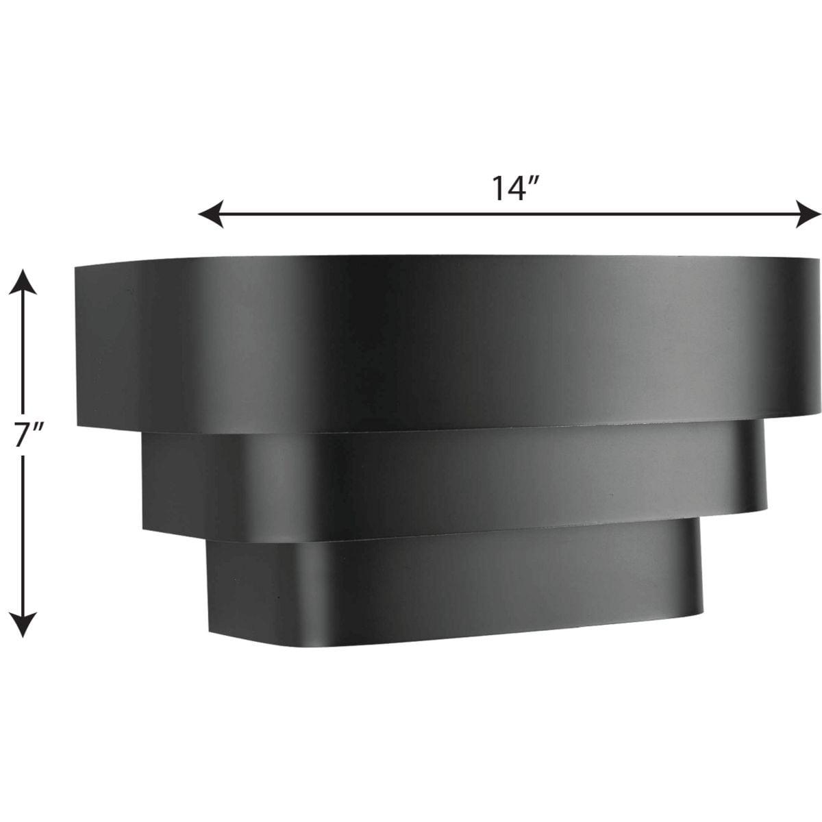 Progress Lighting, Tri-Band Louver, 1-Light Wall Sconce, Matte Black, Metal Shade, Steel, 7" W x 7" H x 14" L, 100W MED, BL