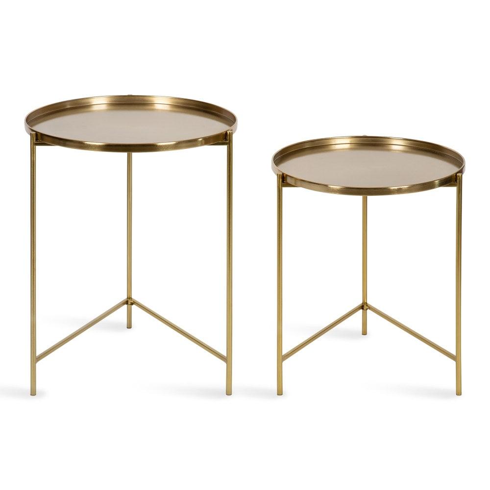 Kate and Laurel Ulani Round Metal Nesting Table, 2 Piece, Gold