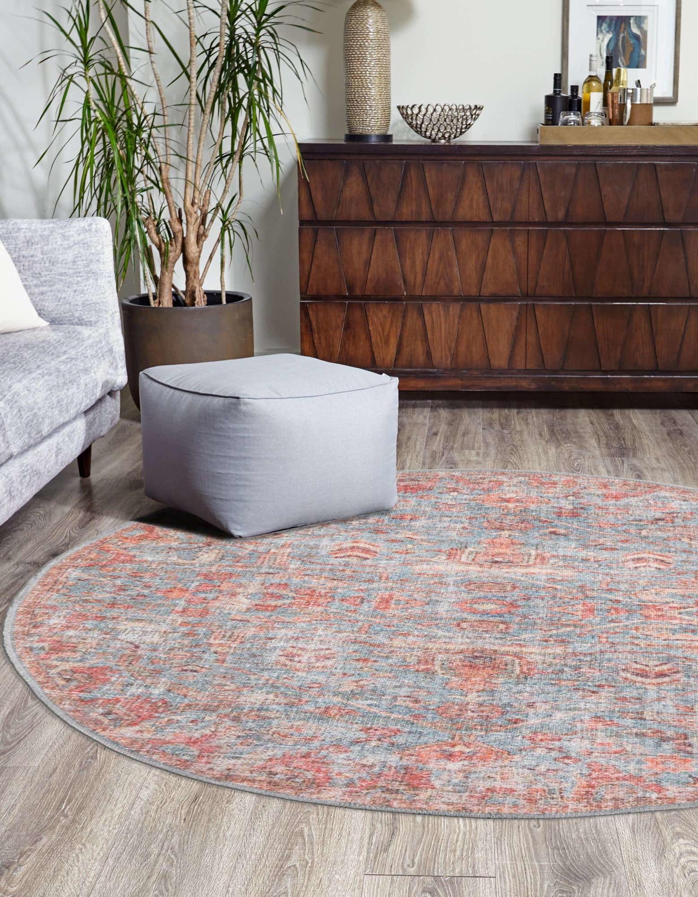 Unique Loom 3' 3 x 3' 3 Nostalgia Olivia Machine Washable Antique Blue Area Rug