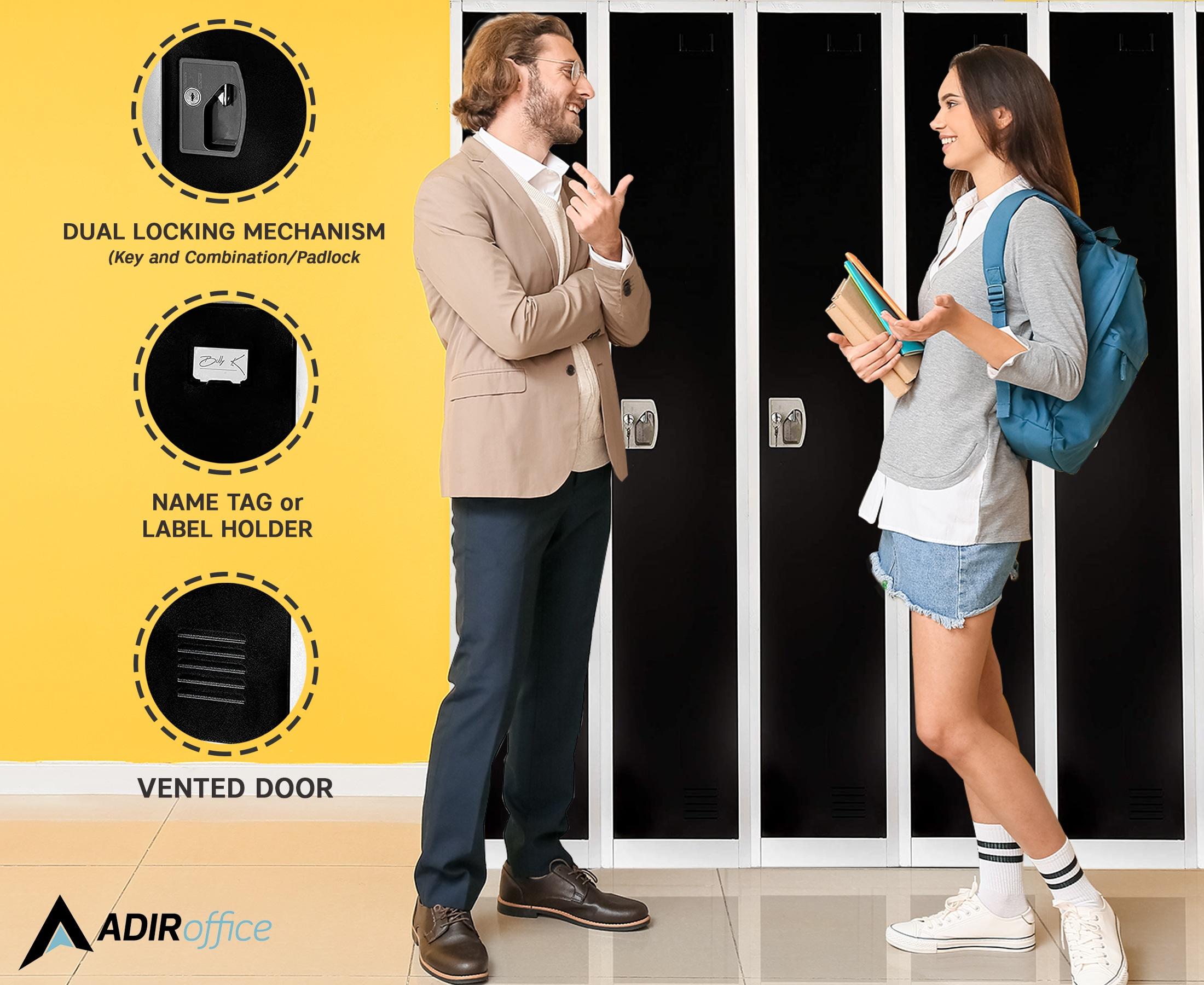 AdirOffice 12'' Wide Steel 1-Tier School and Gym Locker (Set of 2)