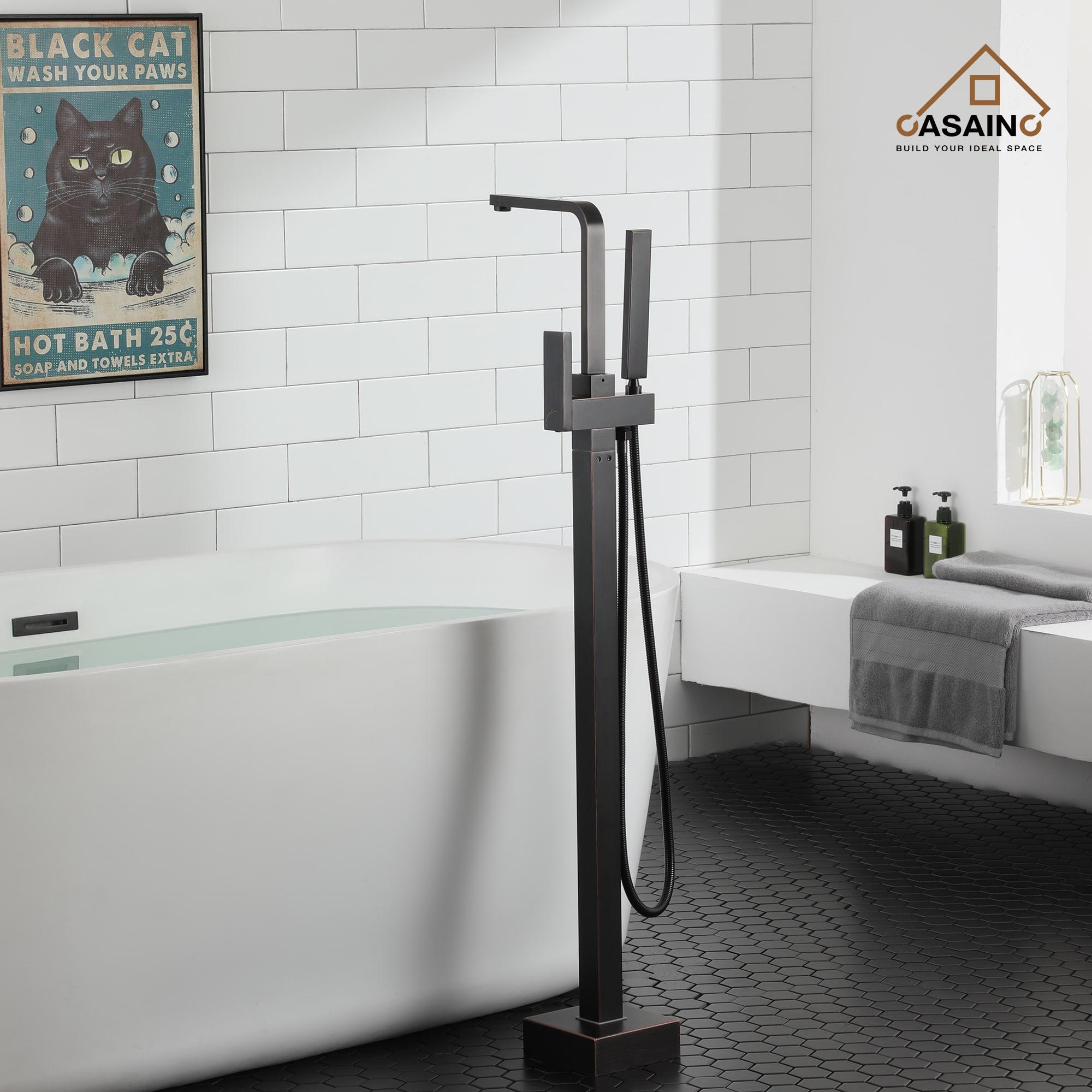 CASAINC Freestanding 2 Handles High Flow Bathtub Faucet with Hand Shower