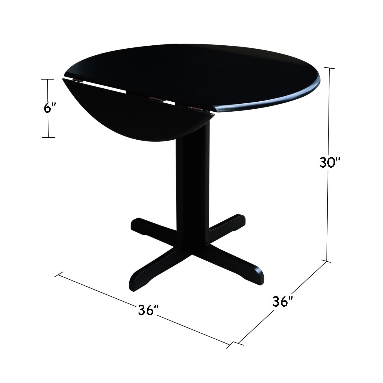 36" Dual Dining Drop Leaf Dining Table Black - International Concepts