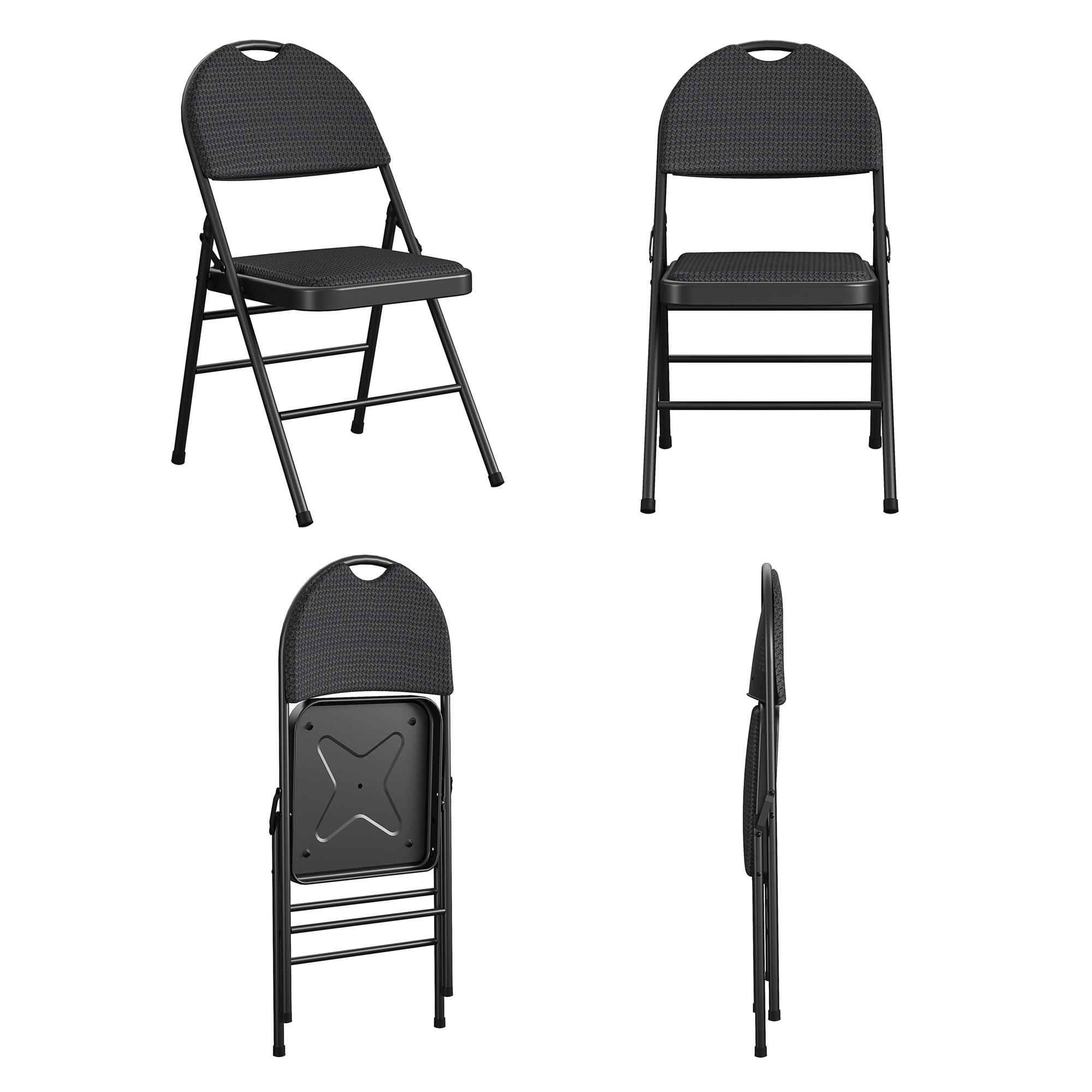 COSCO COSCO Commercial XL Comfort Fabric Padded Metal Folding Chair, Triple Braced (Set of 4)