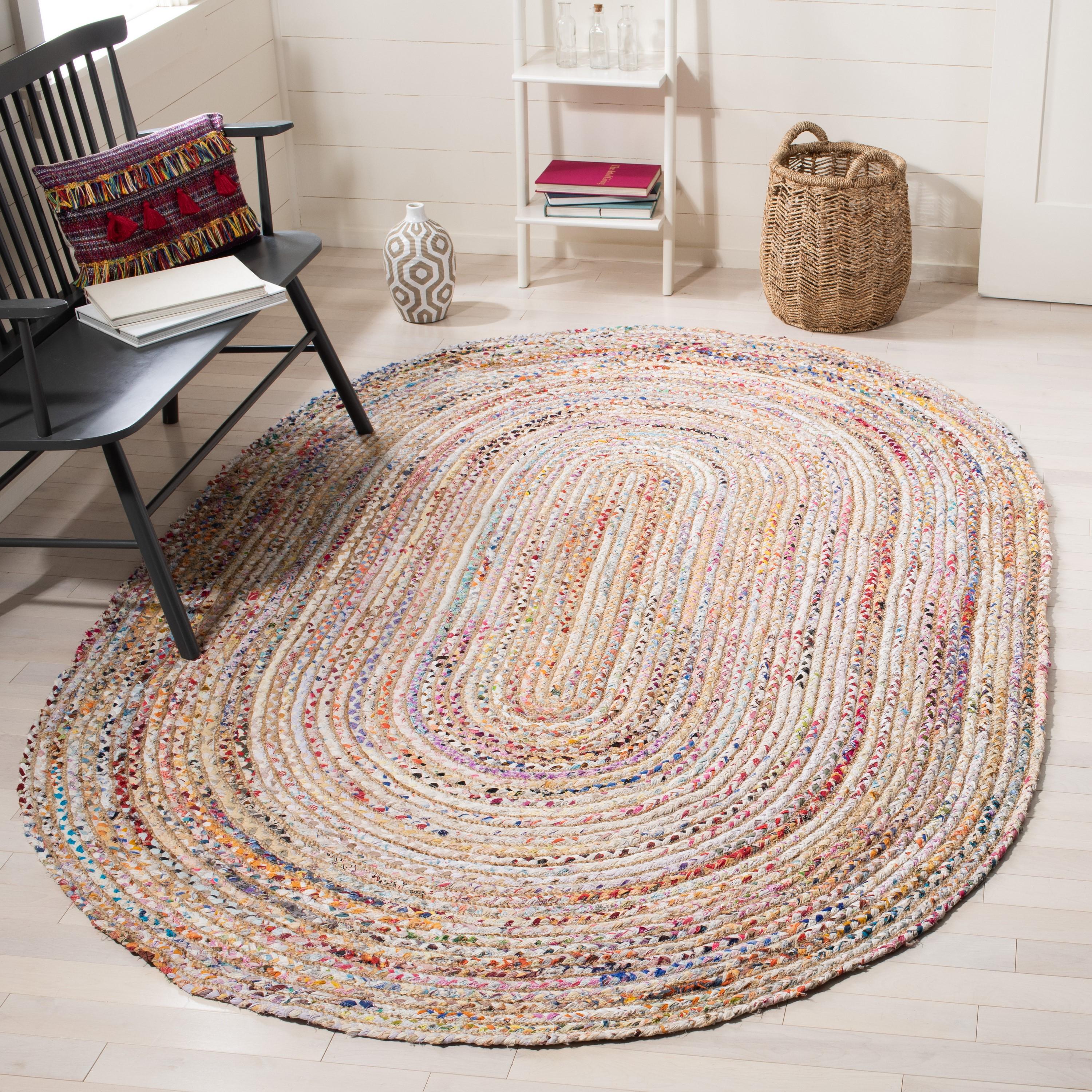 Cape Cod CAP202 Woven Indoor Accent Rug - Beige/Multi - 3'x5' Oval - Safavieh